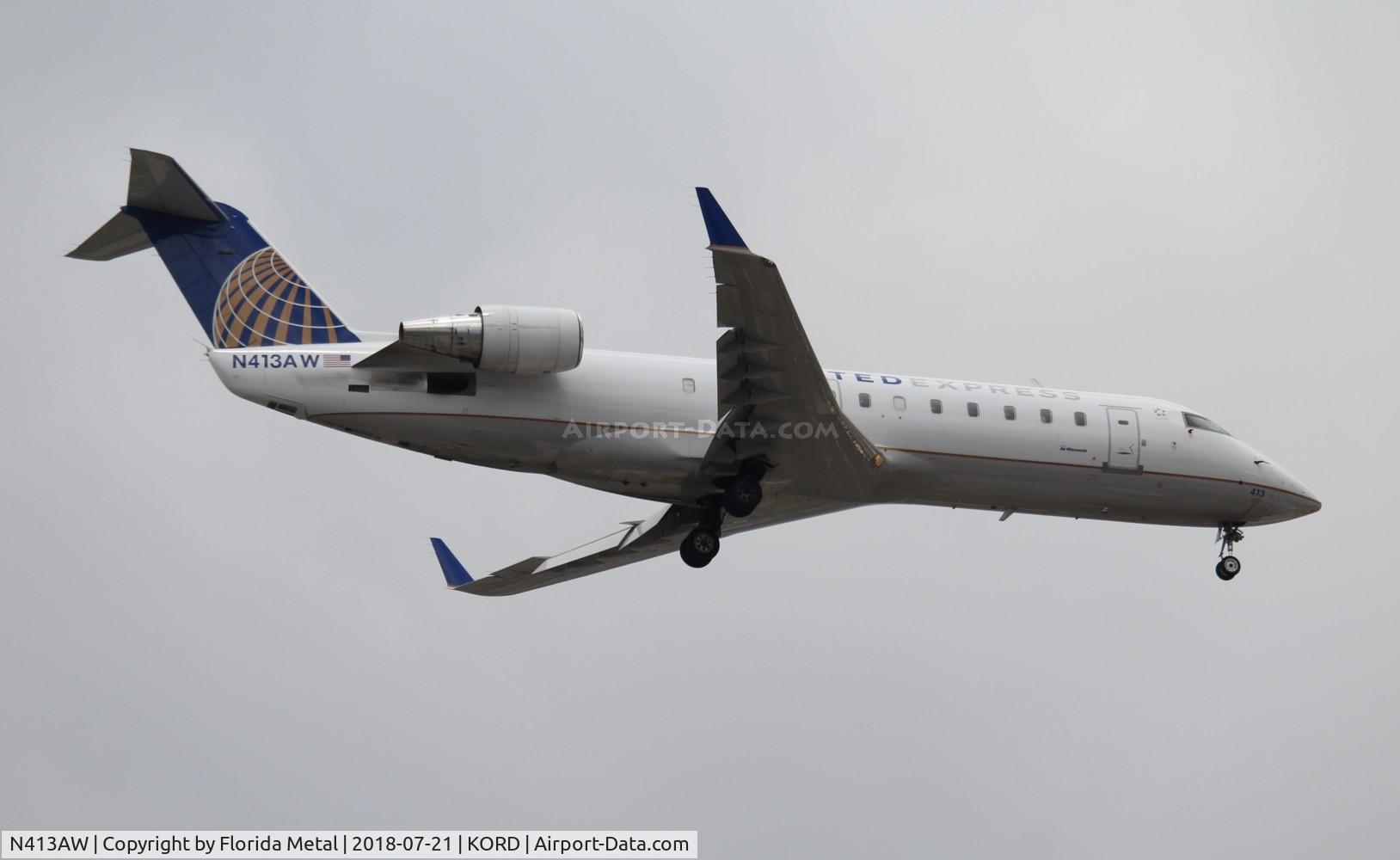 N413AW, 2001 Canadair CRJ-200LR (CL-600-2B19) C/N 7585, AWI/UE CRJ2 zx SBN-ORD