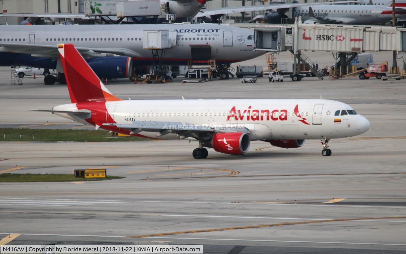 N416AV, 2010 Airbus A320-214 C/N 4167, AVA A320 zx MIA-MDE