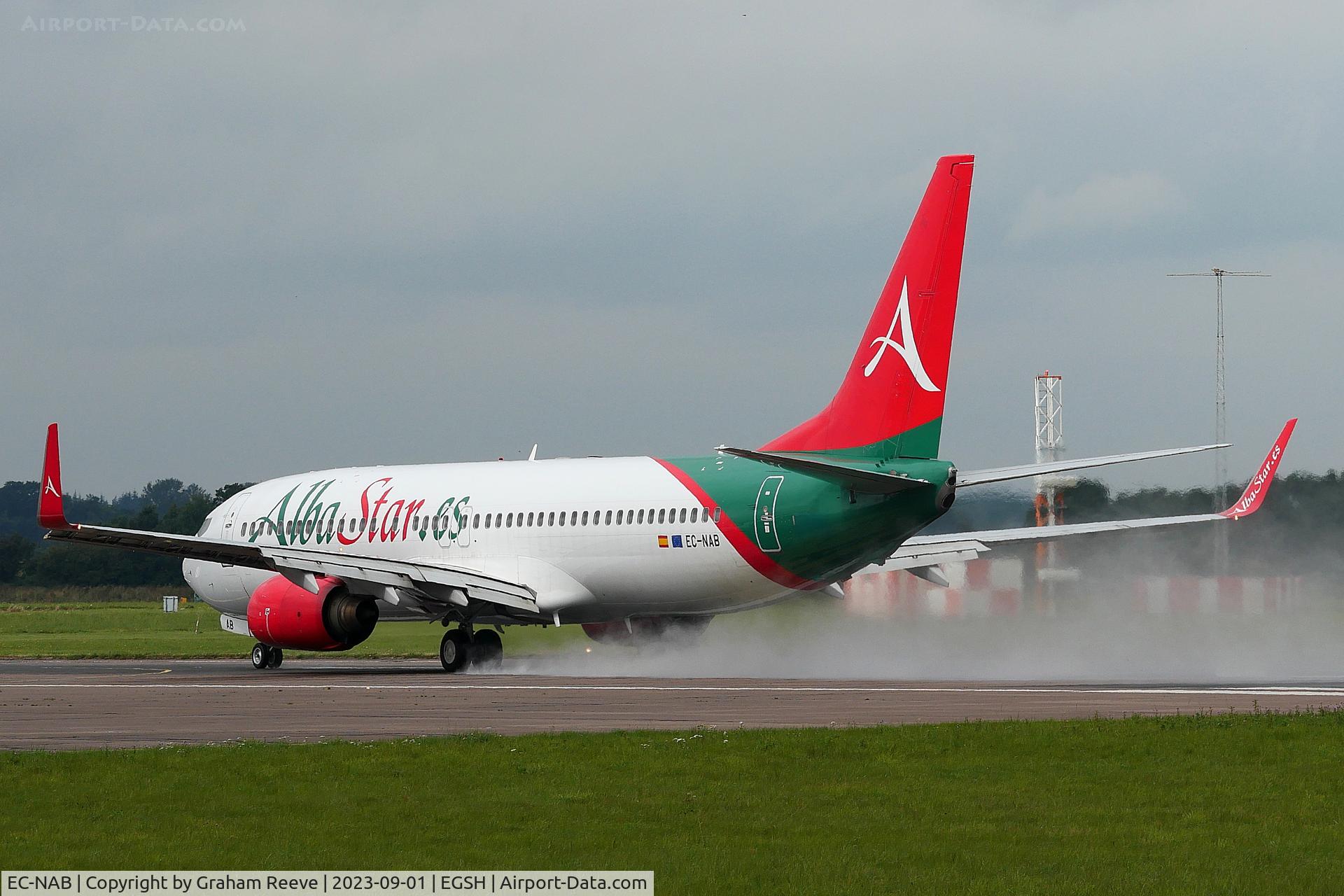 EC-NAB, 2000 Boeing 737-81Q C/N 29051, Departing from Norwich.