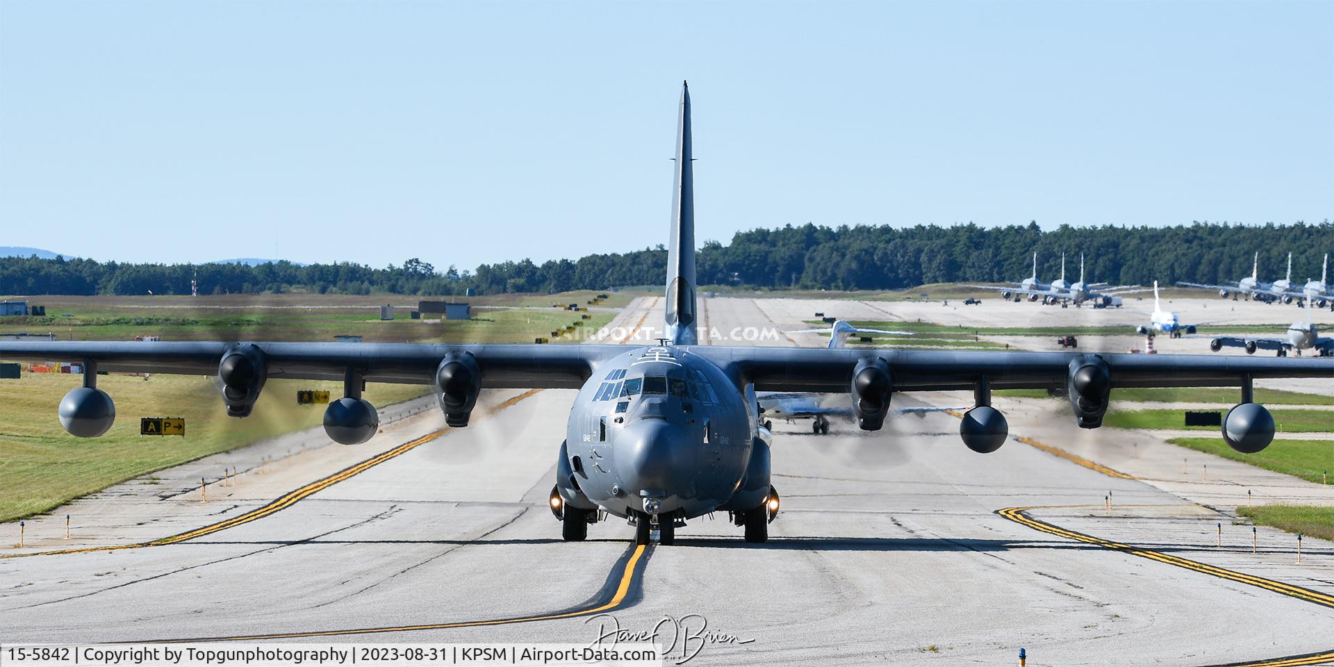 15-5842, 2016 Lockheed Martin HC-130J Hercules C/N 382-5842, KING69 taxis back to RW34 to head to KBED for the night.