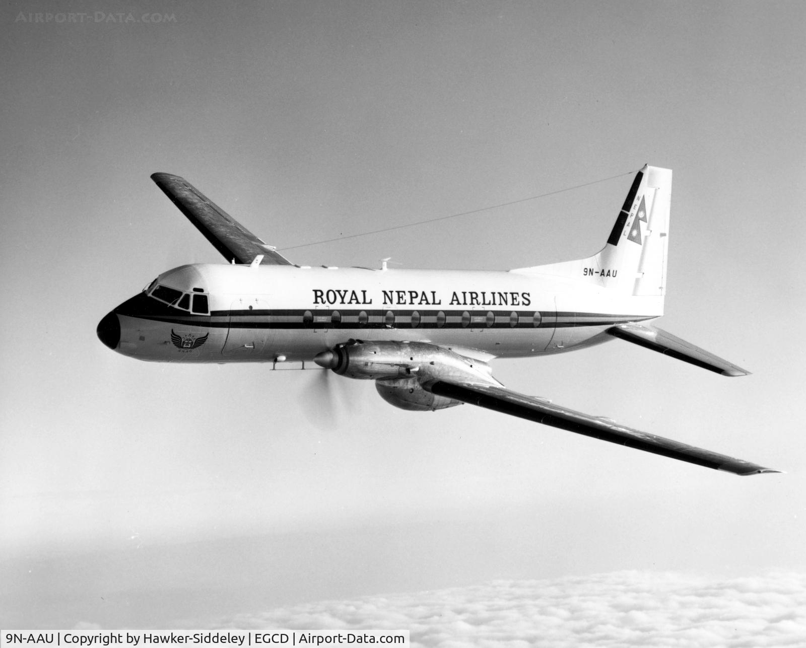 9N-AAU, 1969 Hawker Siddeley HS.748 Series 2A C/N 1671, Test flight from Woodford in 1969 prior to delivery in January 1970.