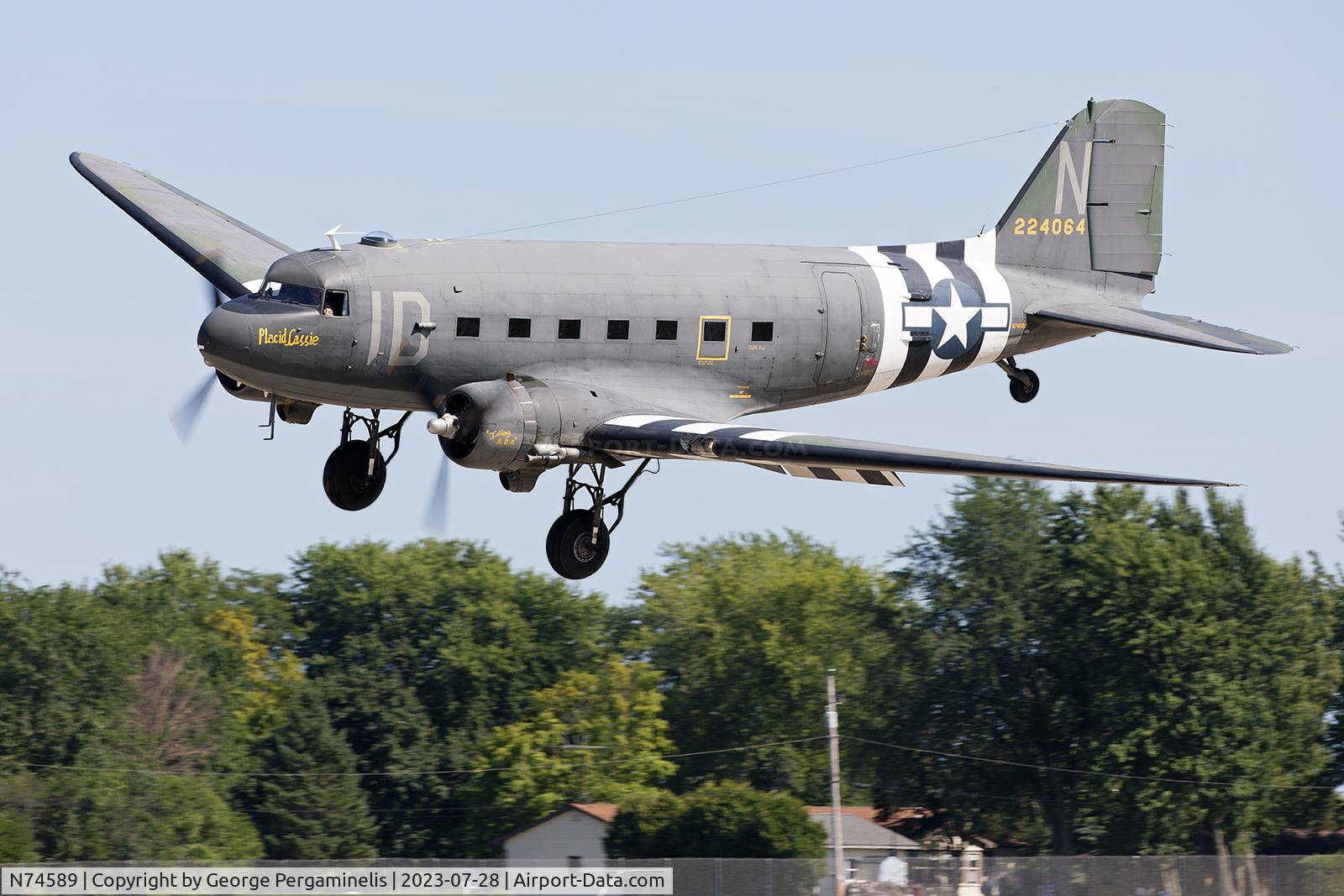 N74589, 1943 Douglas DC3C-S1C3G (C-47A) C/N 9926, Oshkosh 2023.