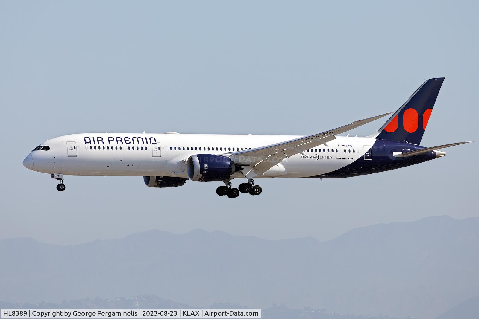 HL8389, 2020 Boeing 787-9 Dreamliner C/N 66816, Final runway 25R.