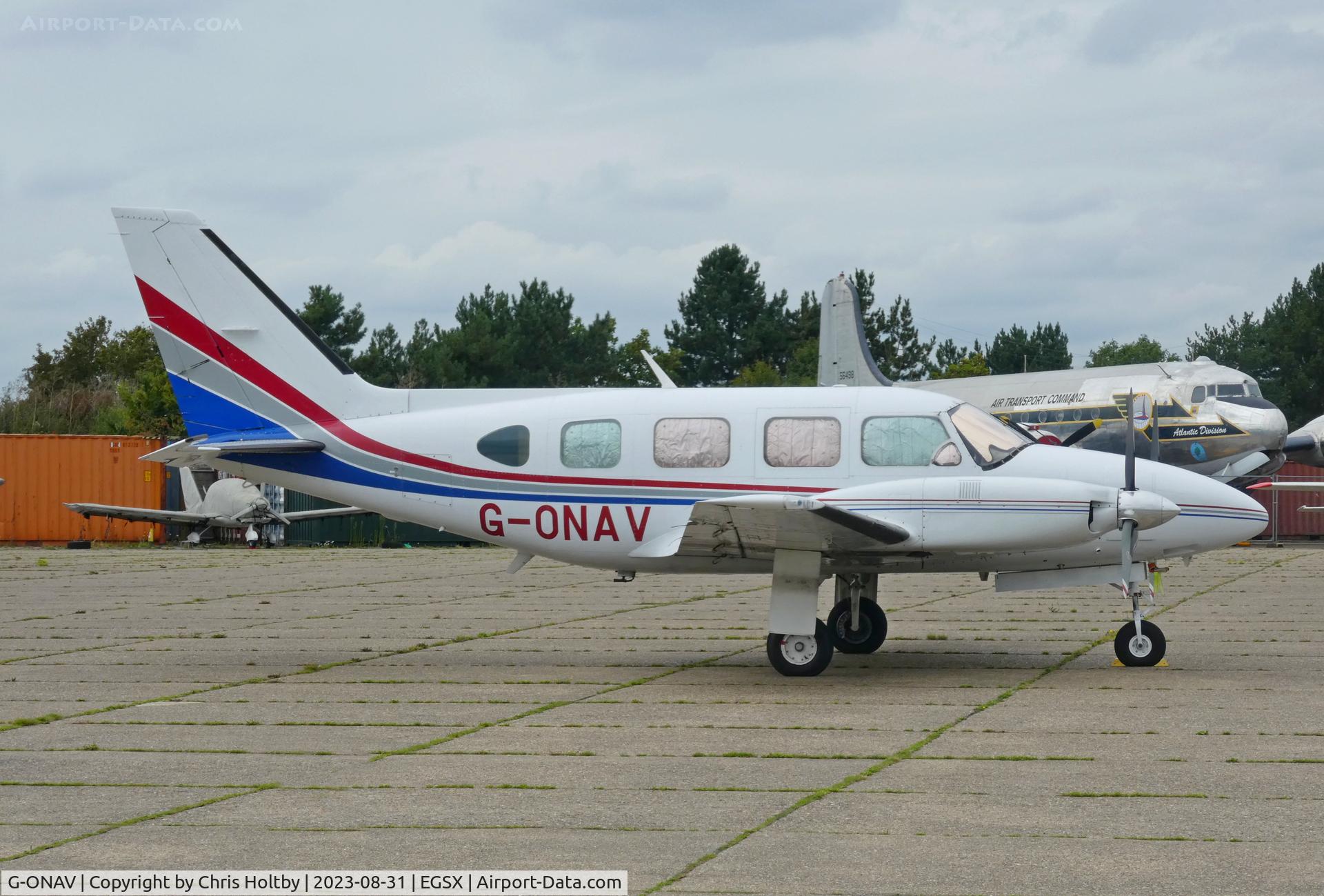 G-ONAV, 1978 Piper PA-31-310 Navajo Navajo C/N 31-7812004, Parked at North Weald, Essex