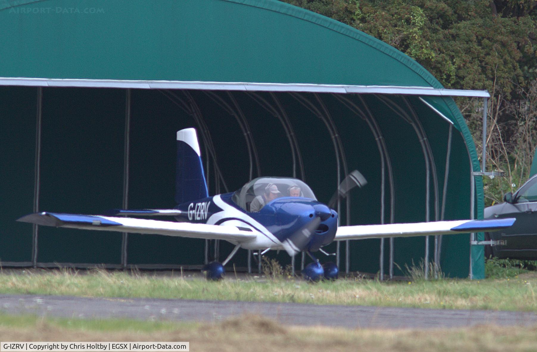 G-IZRV, 2018 Vans RV-12 C/N LAA 363-15496, Preparing to taxi after being wheeled out of the hangar at North Weald, Essex