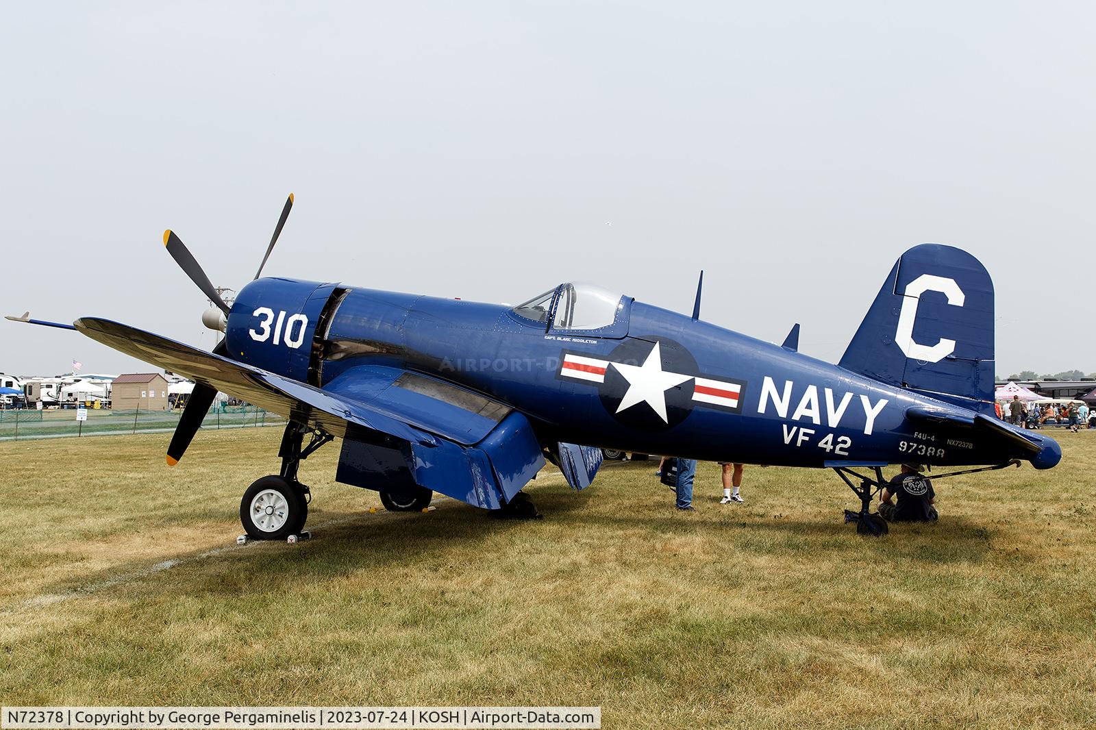 N72378, 1946 Vought F4U-4 Corsair C/N 9542, Oshkosh 2023.