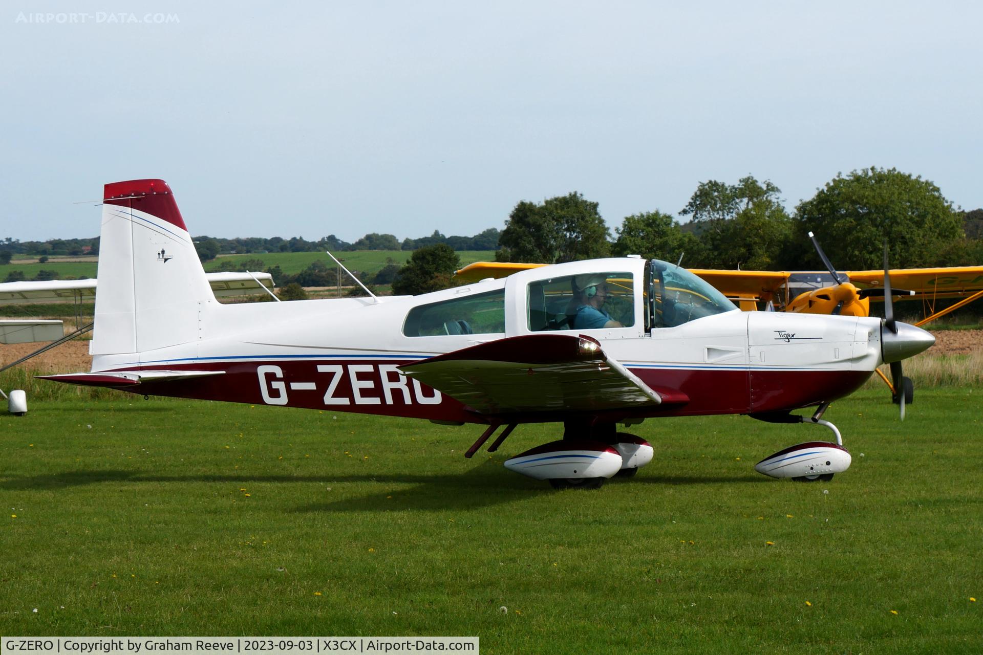 G-ZERO, 1975 Grumman American AA-5B Tiger C/N AA5B-0051, Just landed at Northrepps.