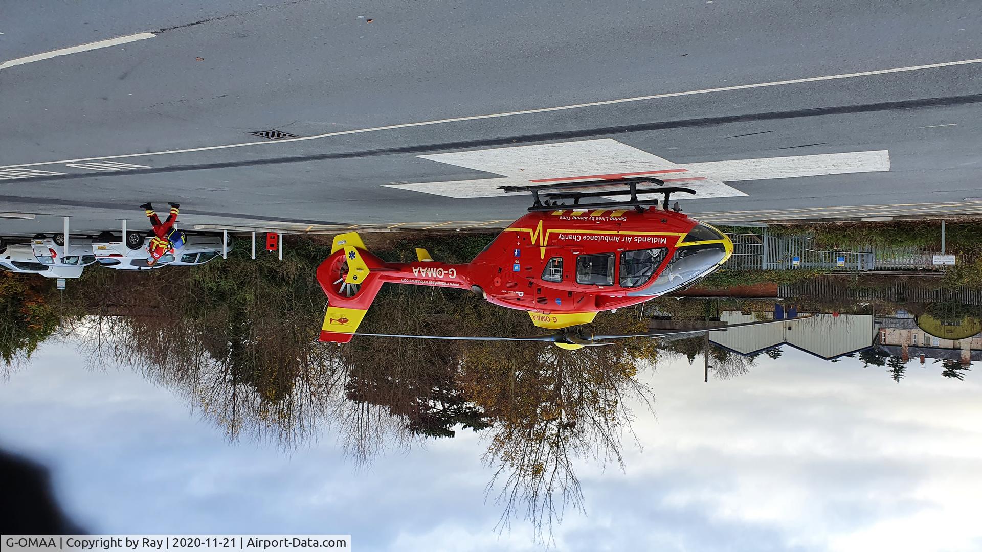 G-OMAA, 2013 Eurocopter EC-135T-2+ C/N 1144, On the 'pad' at Hereford Hospital - Nov 2020