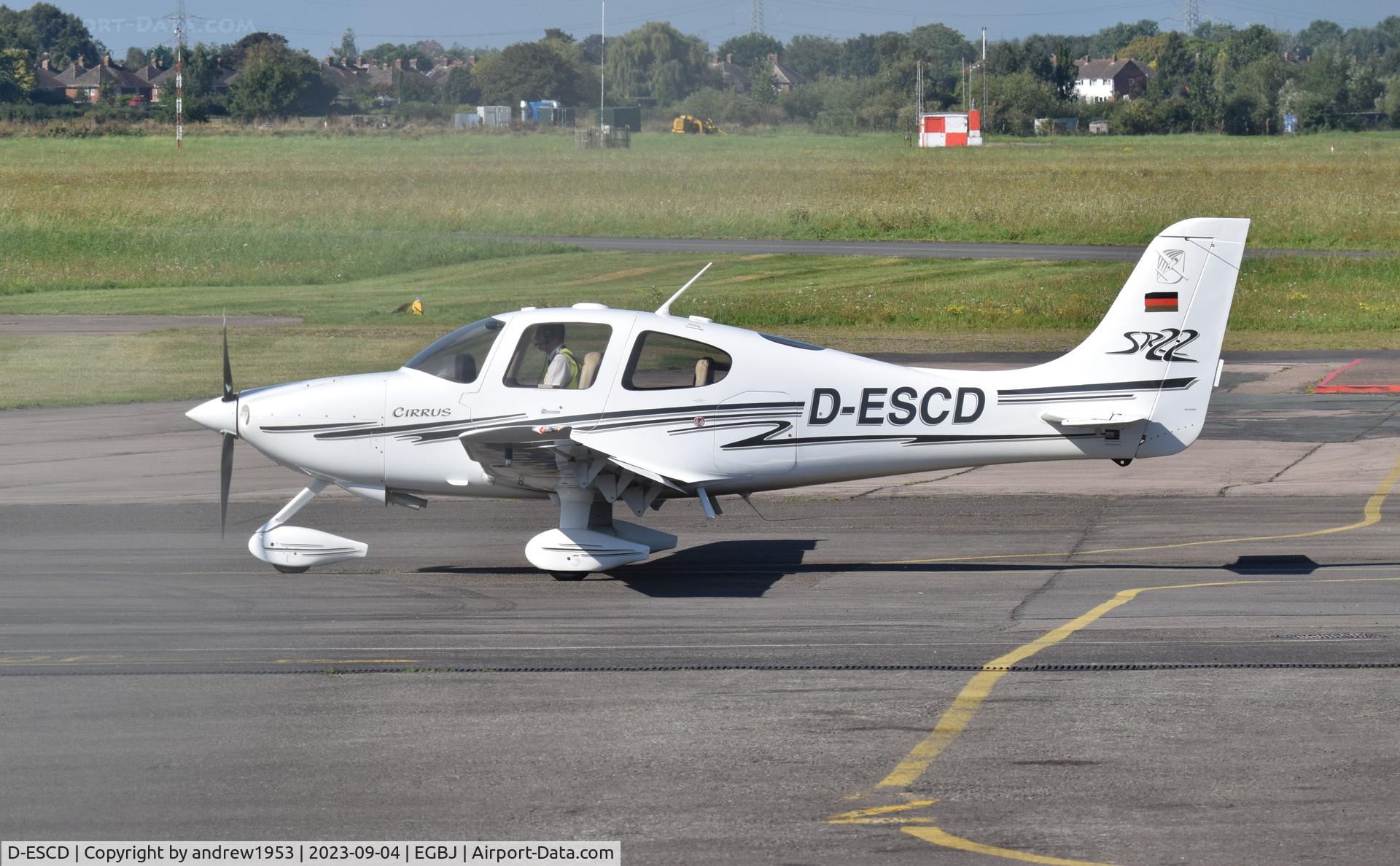 D-ESCD, 2004 Cirrus SR22 C/N 0801, D-ESCD at Gloucestershire Airport.