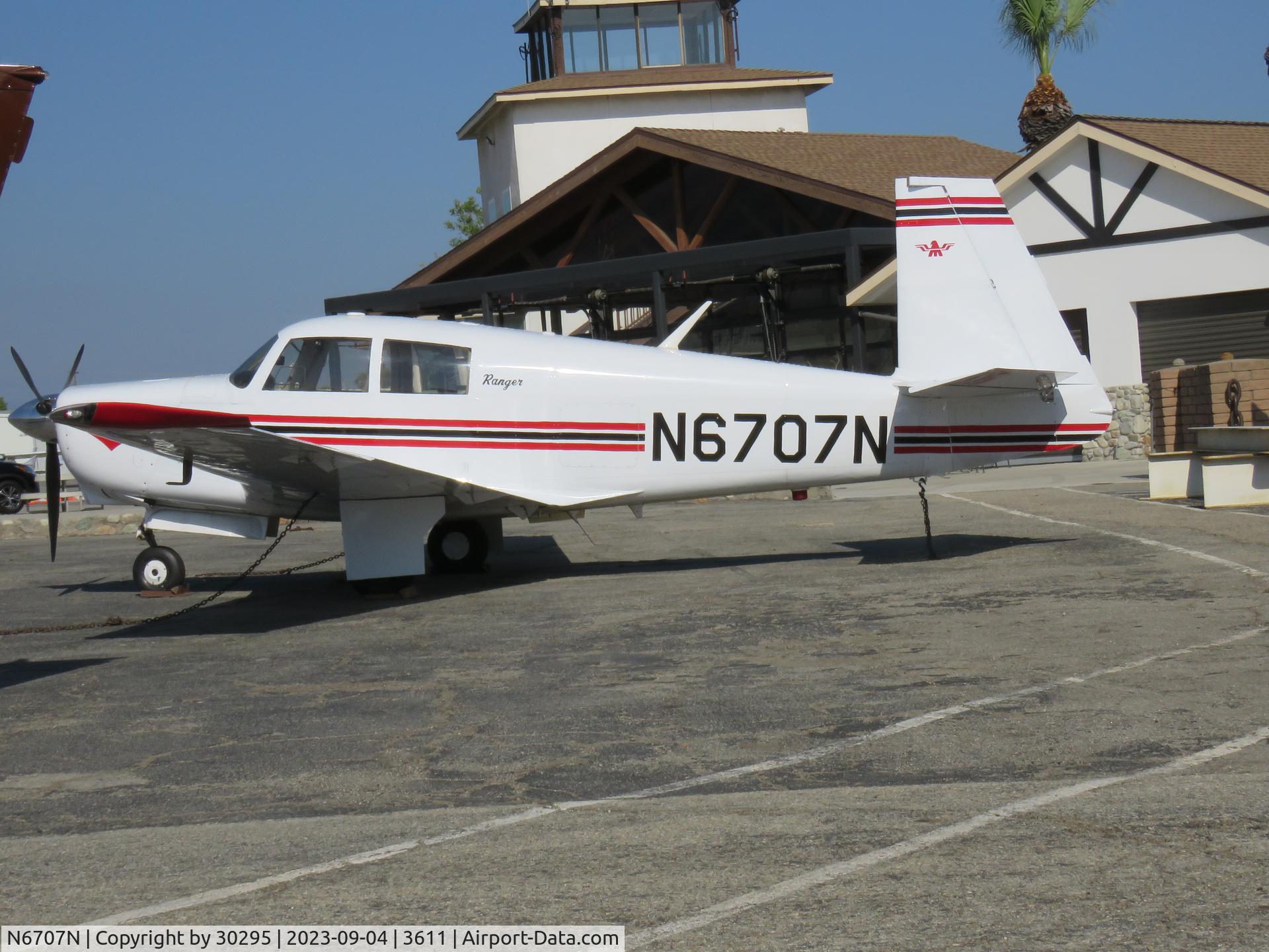 N6707N, 1968 Mooney M20C Ranger C/N 680043, Parked