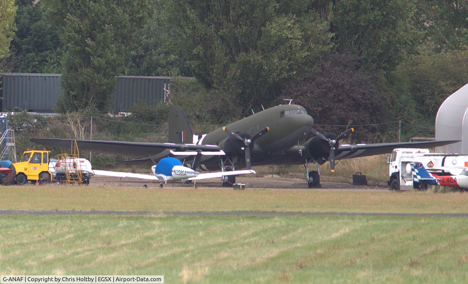 G-ANAF, 1944 Douglas DC-3C-R-1830-90C (C-47B) C/N 33436, Based at North Weald, Essex and back in its military livery.