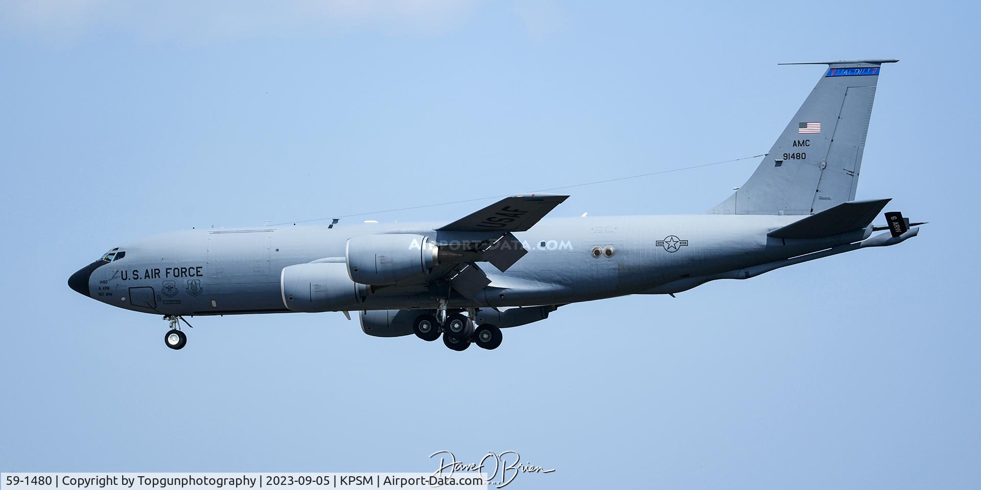 59-1480, 1959 Boeing KC-135T Stratotanker C/N 17968, ASTRO97 stopped into Pease today