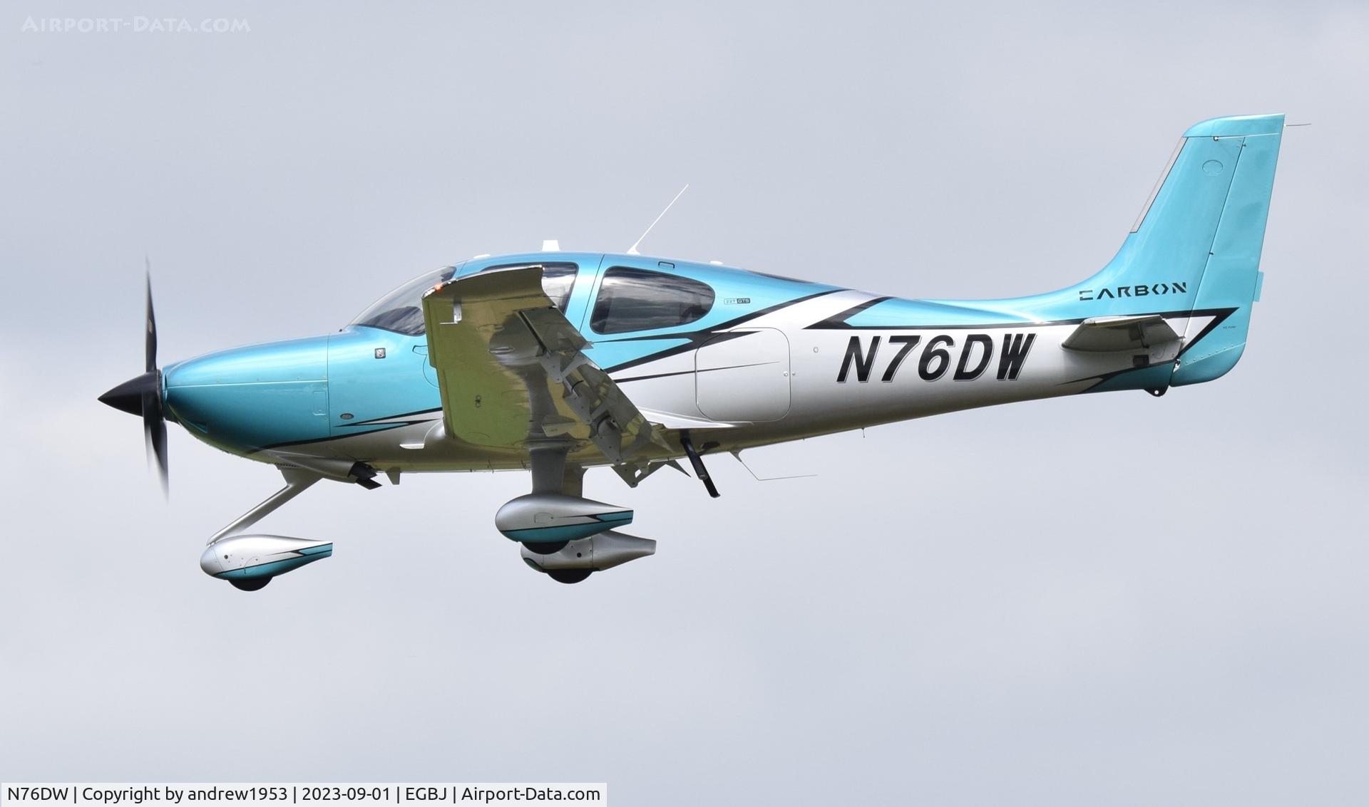N76DW, 2022 Cirrus SR-22T Carbon C/N 9005, N76DW landing at Gloucestershire Airport.
