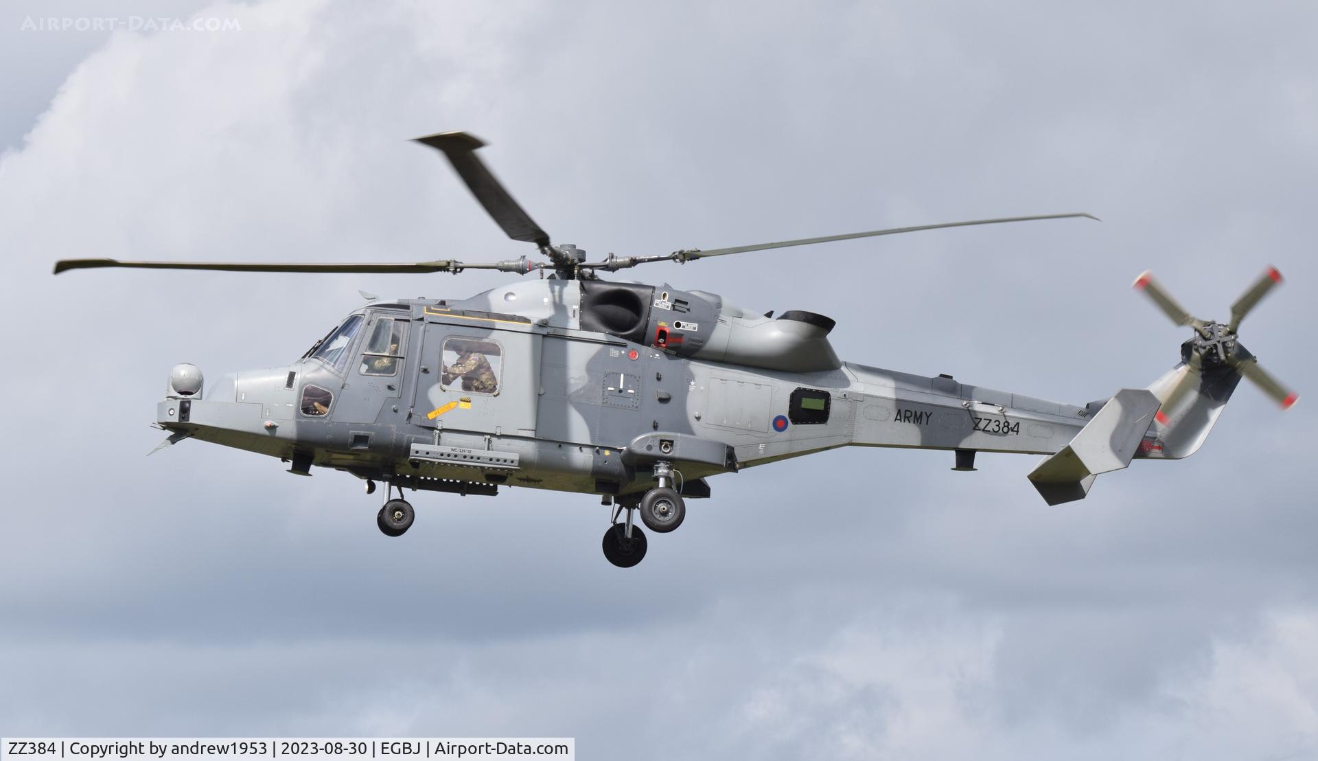 ZZ384, 2014 AgustaWestland AW-159 Wildcat AH.1 C/N 503, ZZ384 landing at Gloucestershire Airport.