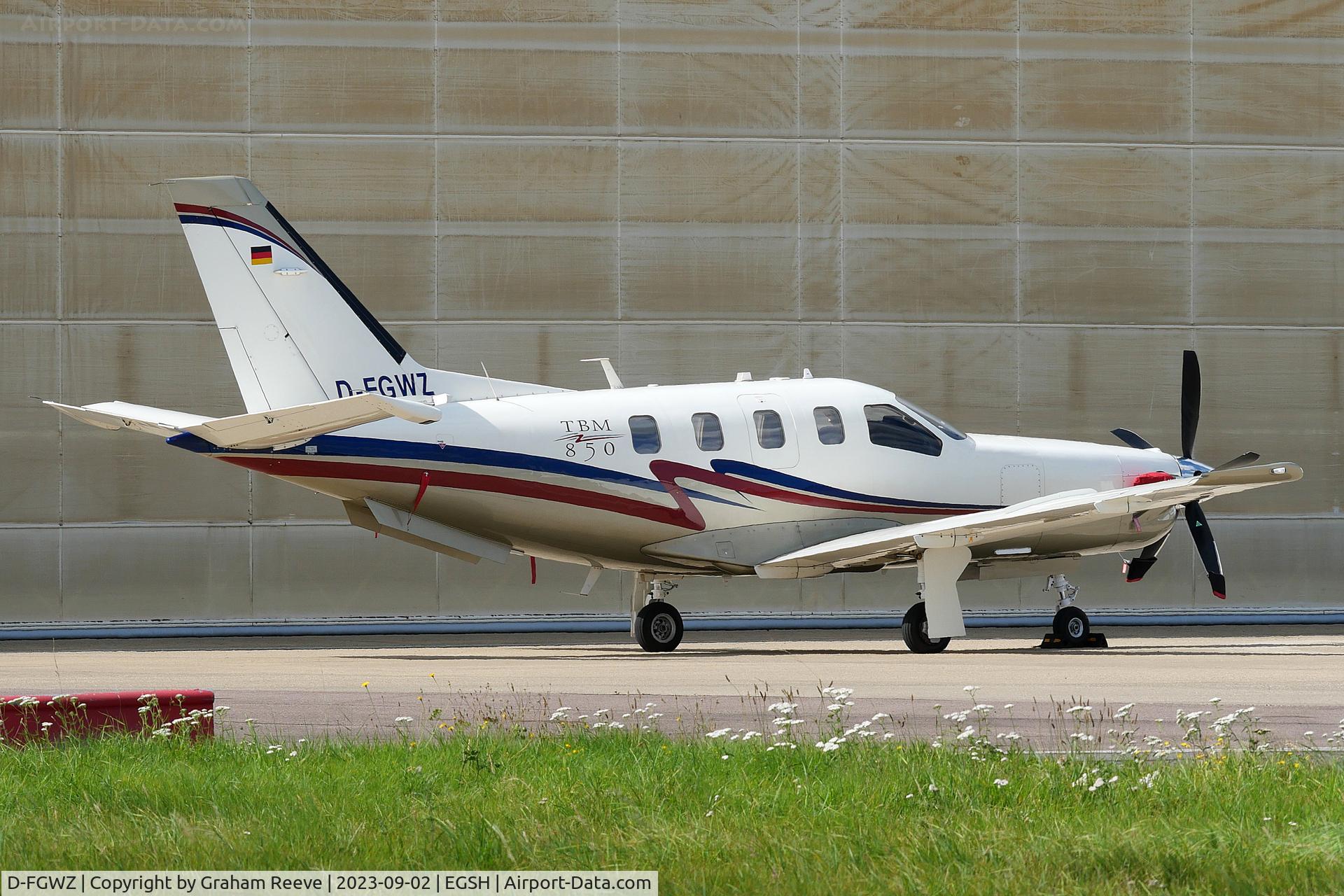 D-FGWZ, 2007 Socata TBM-850 C/N 394, Parked at Norwich.