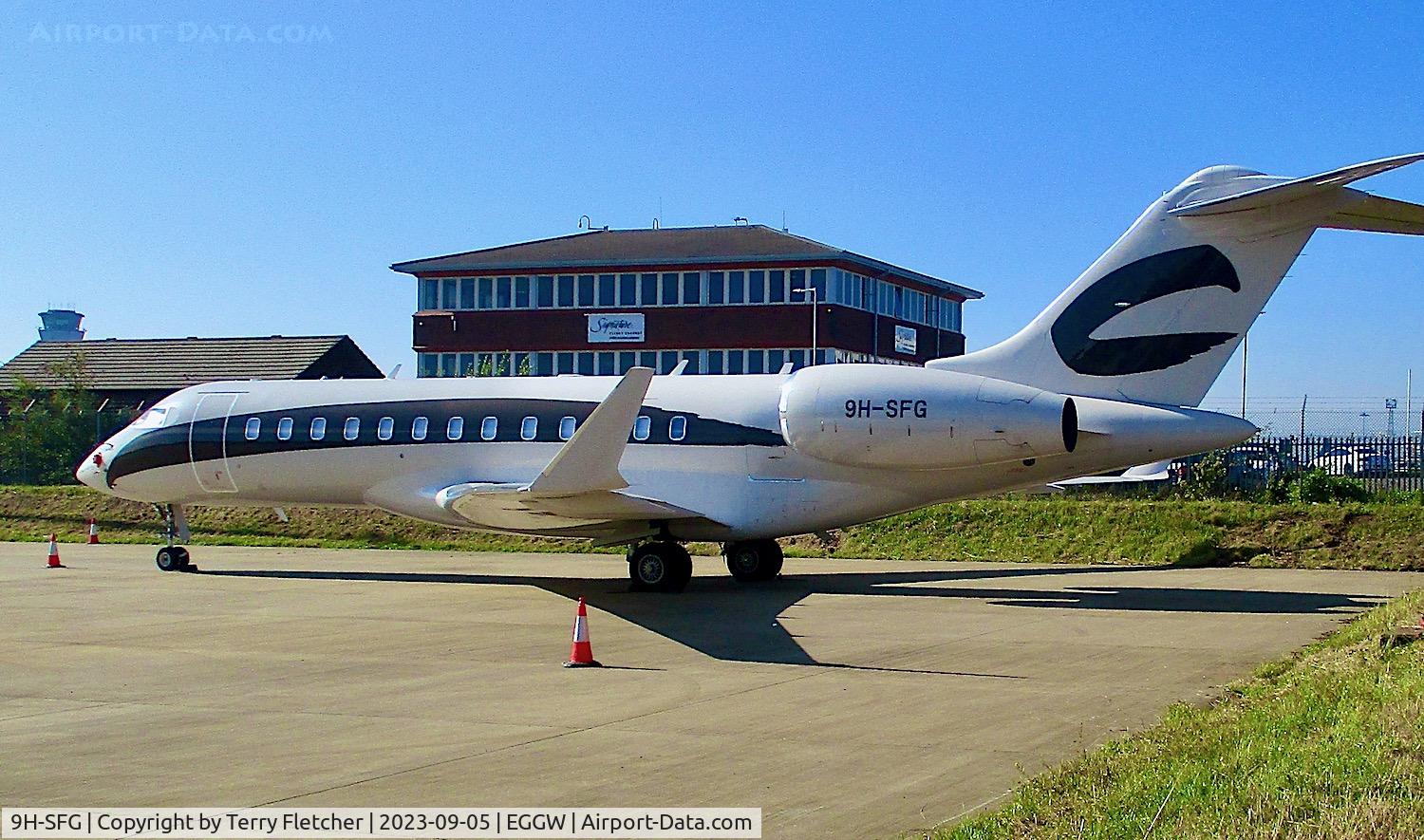 9H-SFG, 2014 Bombardier BD-700-1A10 Global 6000 C/N 9609, At Luton Airport
