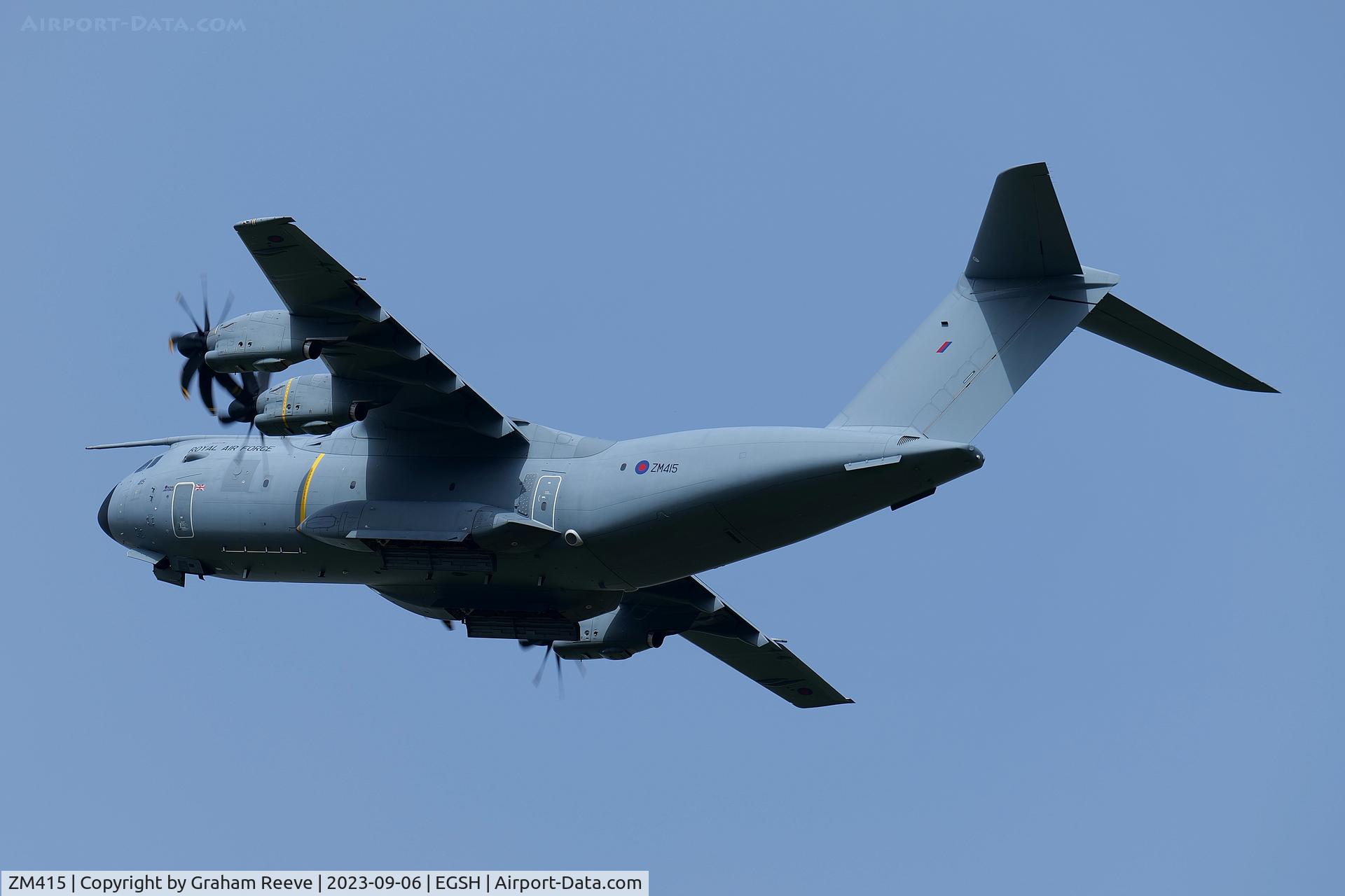 ZM415, 2016 Airbus A400M-180 Atlas C.1 C/N 052, Departing from Norwich.