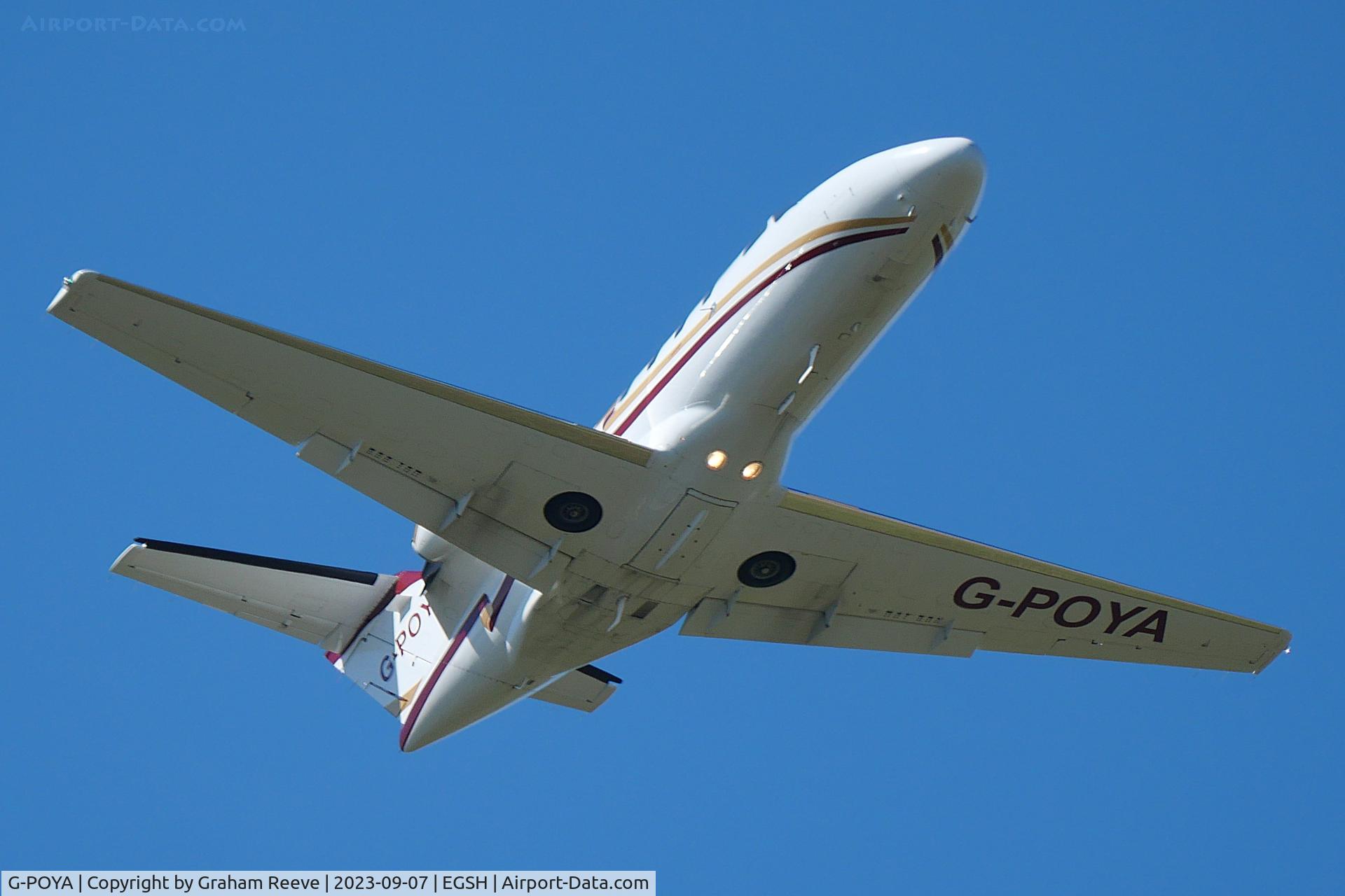 G-POYA, 1997 Cessna 525 CitationJet C/N 525-0181, Departing from Norwich.