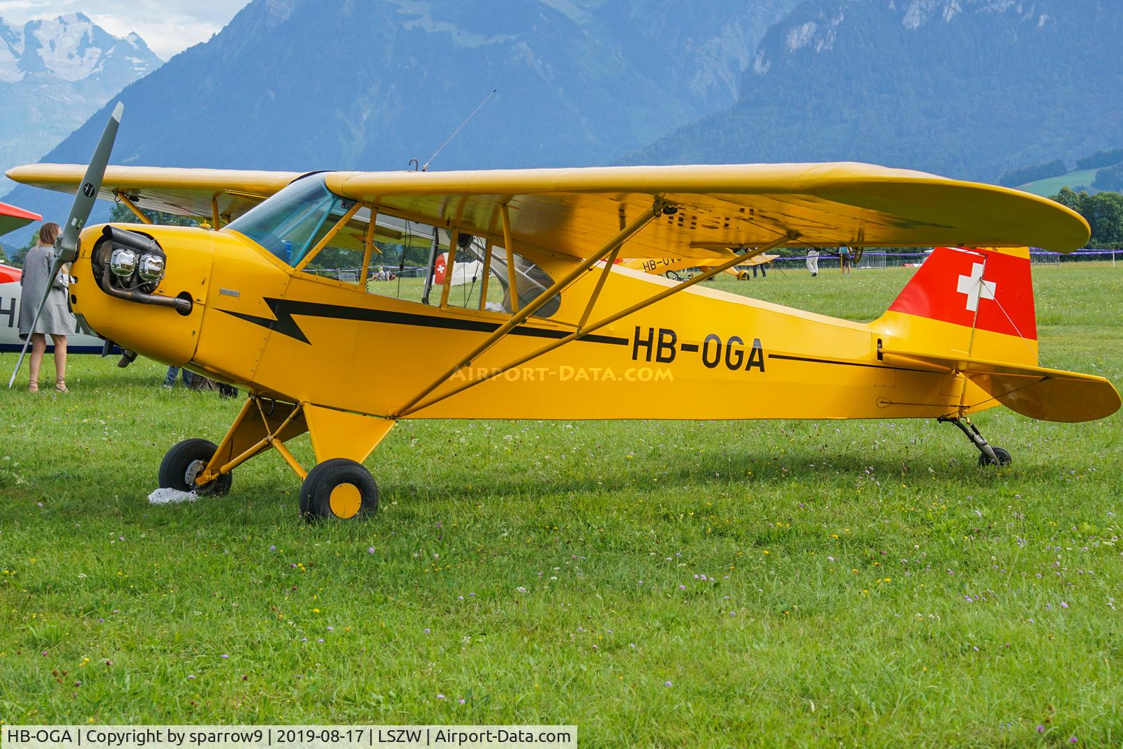 HB-OGA, 1944 Piper J3C-65 Cub Cub C/N 13123, At Thun. HB-registered since 1947-05-31.