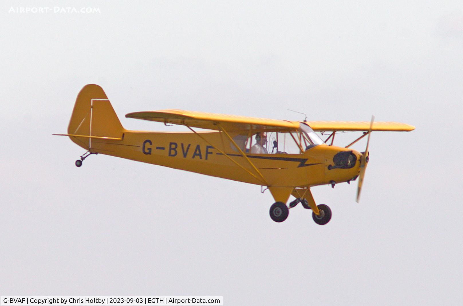 G-BVAF, 1940 Piper J3C-65 Cub Cub C/N 4645, Arriving for the vintage Airshow at Old Warden, Beds.