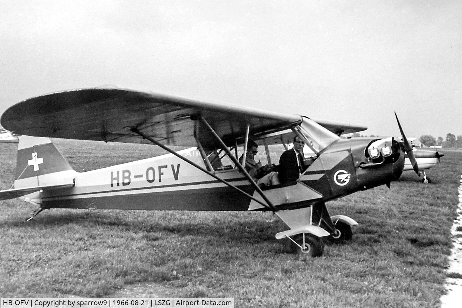 HB-OFV, 1944 Piper L-4J Grasshopper (J3C-65D) C/N 13188, First flight from the front seat. Scanned.