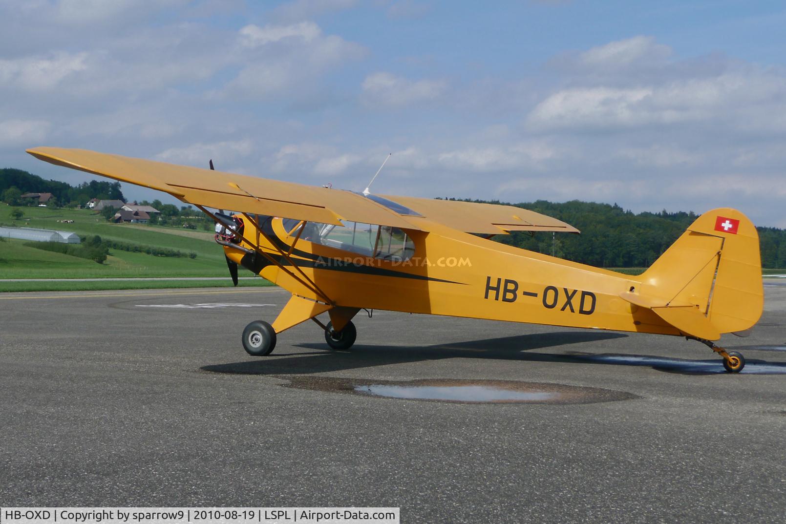 HB-OXD, 1944 Piper J3C-65 Cub Cub C/N G-215, A TG-8 training glider, rebuilt as Piper Cub,, exported to Switzerland and rebuilt as J-3C. HB-registered since 1959-10-19