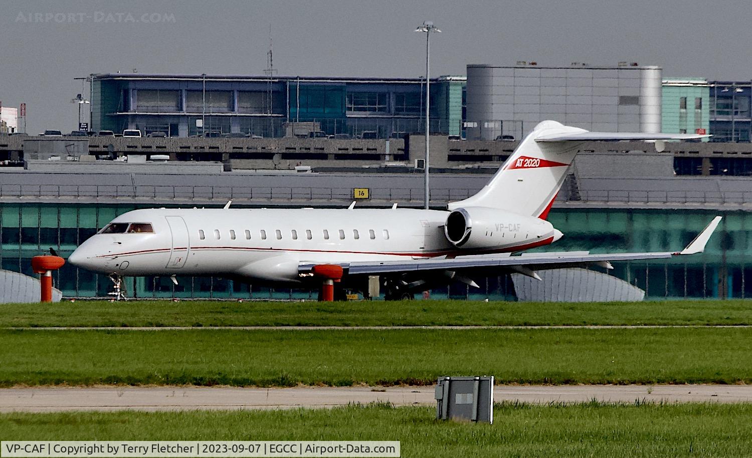 VP-CAF, 2014 Bombardier BD-700-1A10 Global Express C/N 9686, At Manchester Airport
