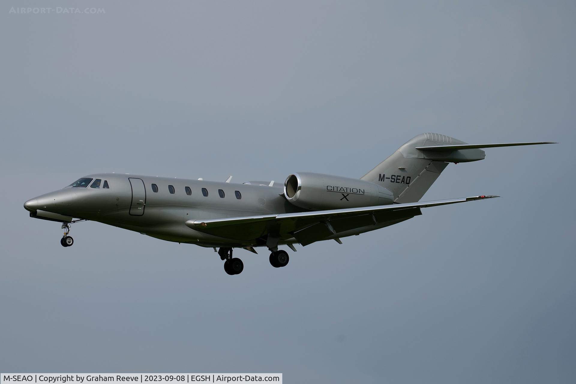 M-SEAO, 2004 Cessna 750 Citation X Citation X C/N 750-0232, Landing at Norwich.