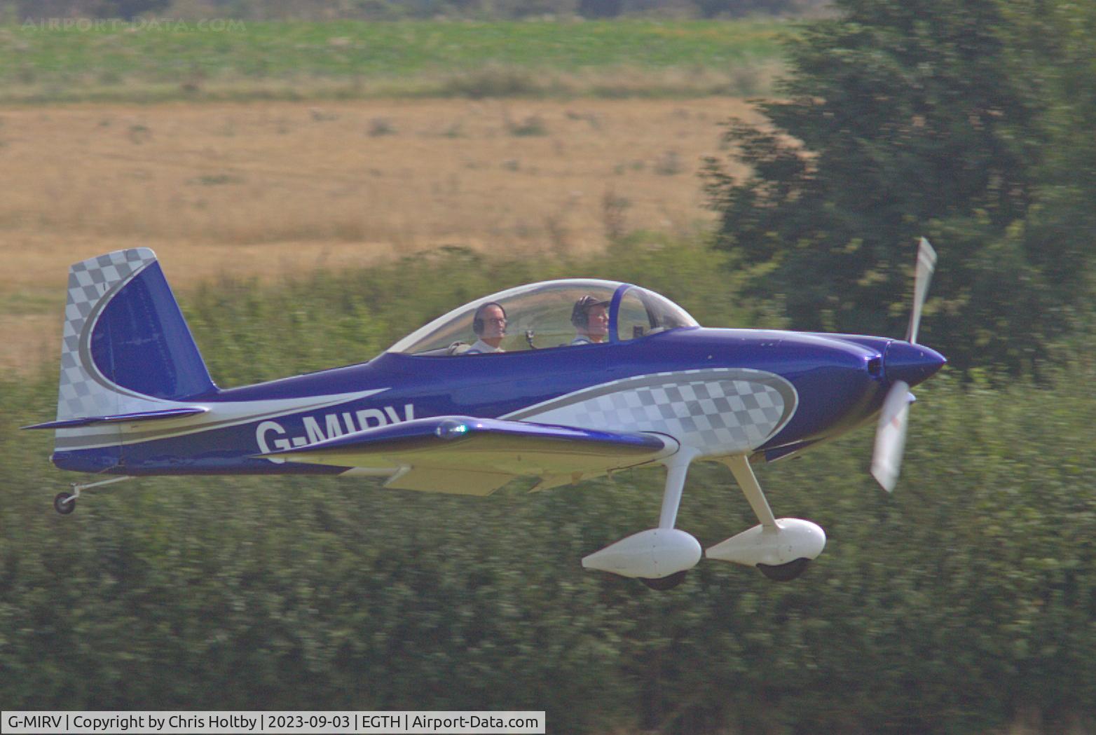 G-MIRV, 2017 Vans RV-8 C/N LAA 303-15153, Landing at Old Warden Beds., For the Vintage Airshow 2023
