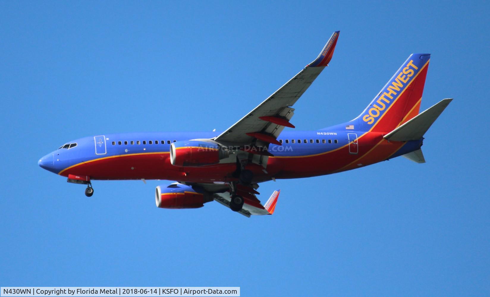 N430WN, 2002 Boeing 737-7H4 C/N 33659, SWA 737 canyon blue zx SNA-SFO