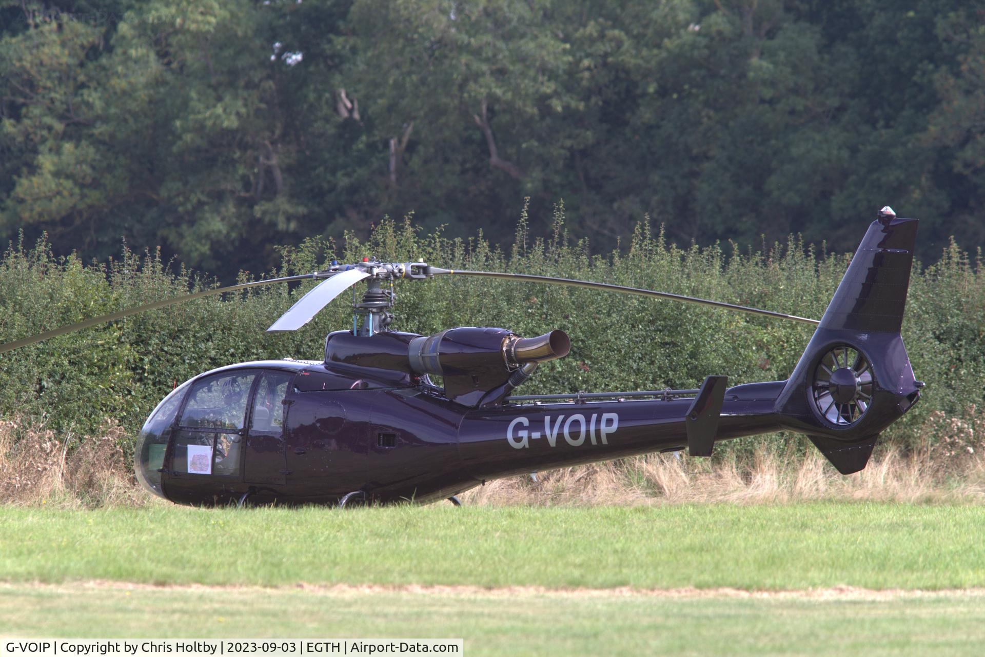 G-VOIP, 1979 Westland SA-341D Gazelle HT3 C/N WA1792, Parked at Old Warden on a visit to the Vintage Airshow.