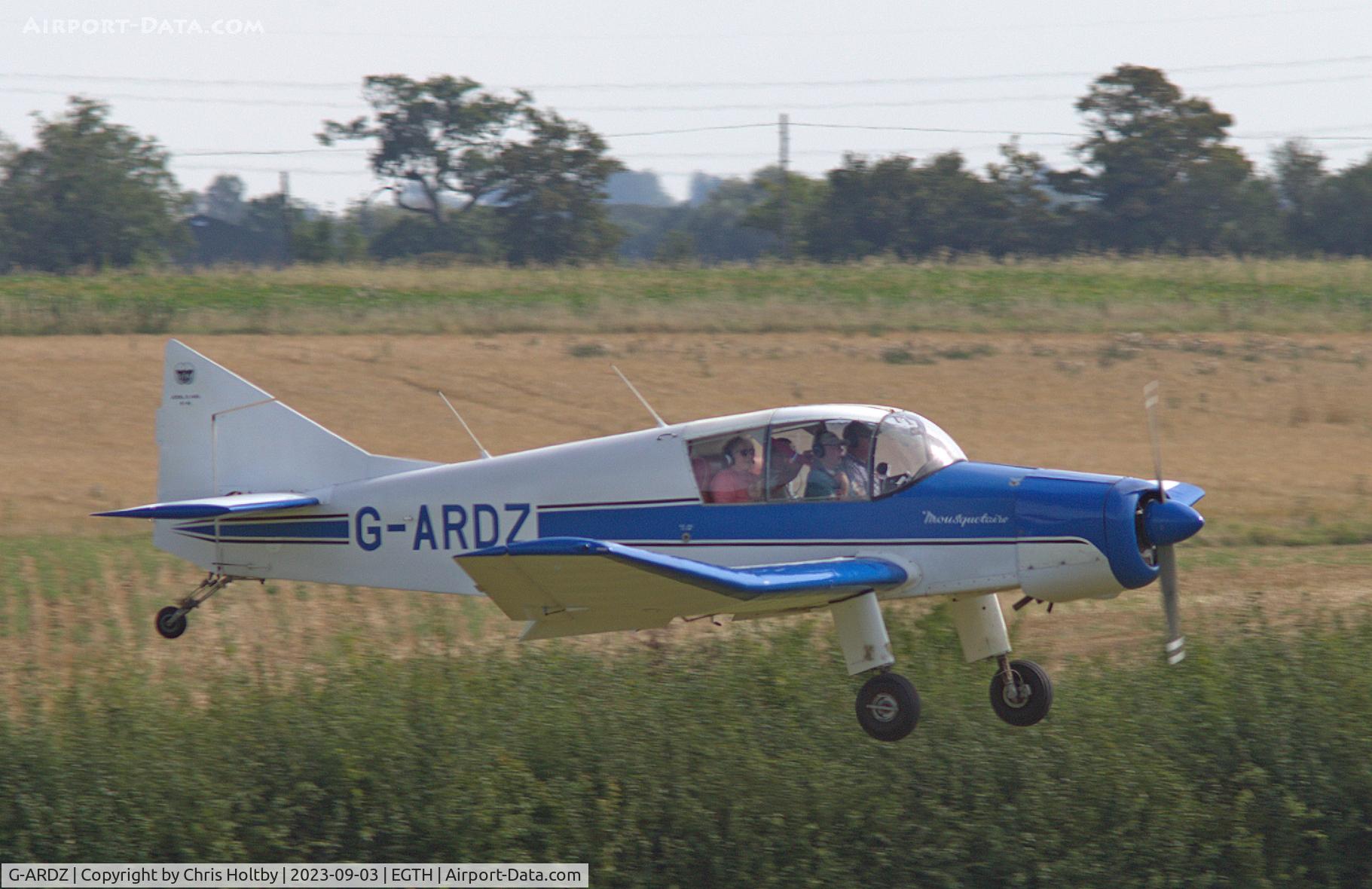 G-ARDZ, 1961 SAN Jodel D-140A Mousequetaire C/N 49, Landing at Old Warden on Vintage Airshow day.