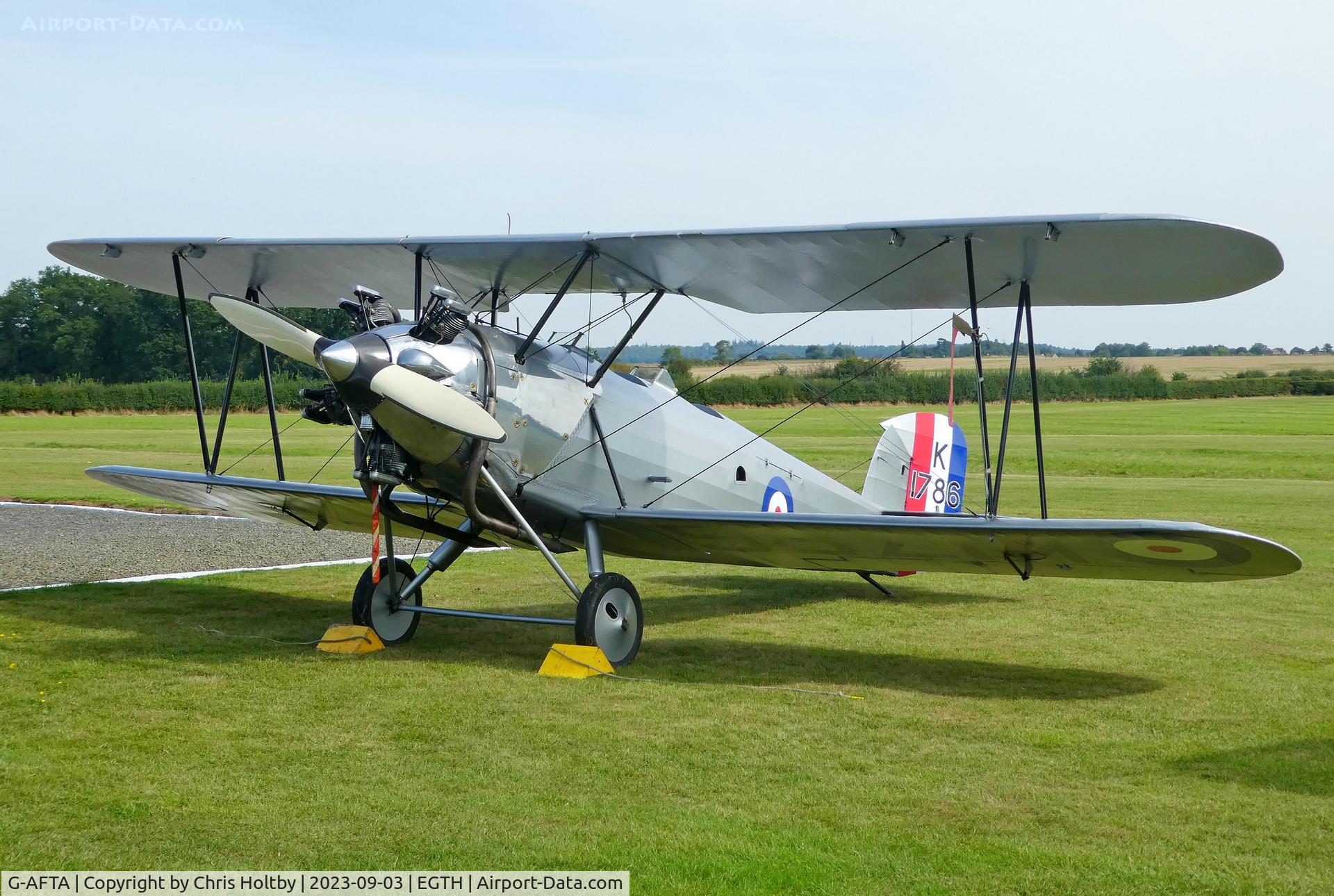 G-AFTA, 1931 Hawker Tomtit Mk1 C/N 30380, Chocked and ready to go for the Vintage Airshow at Old Warden.