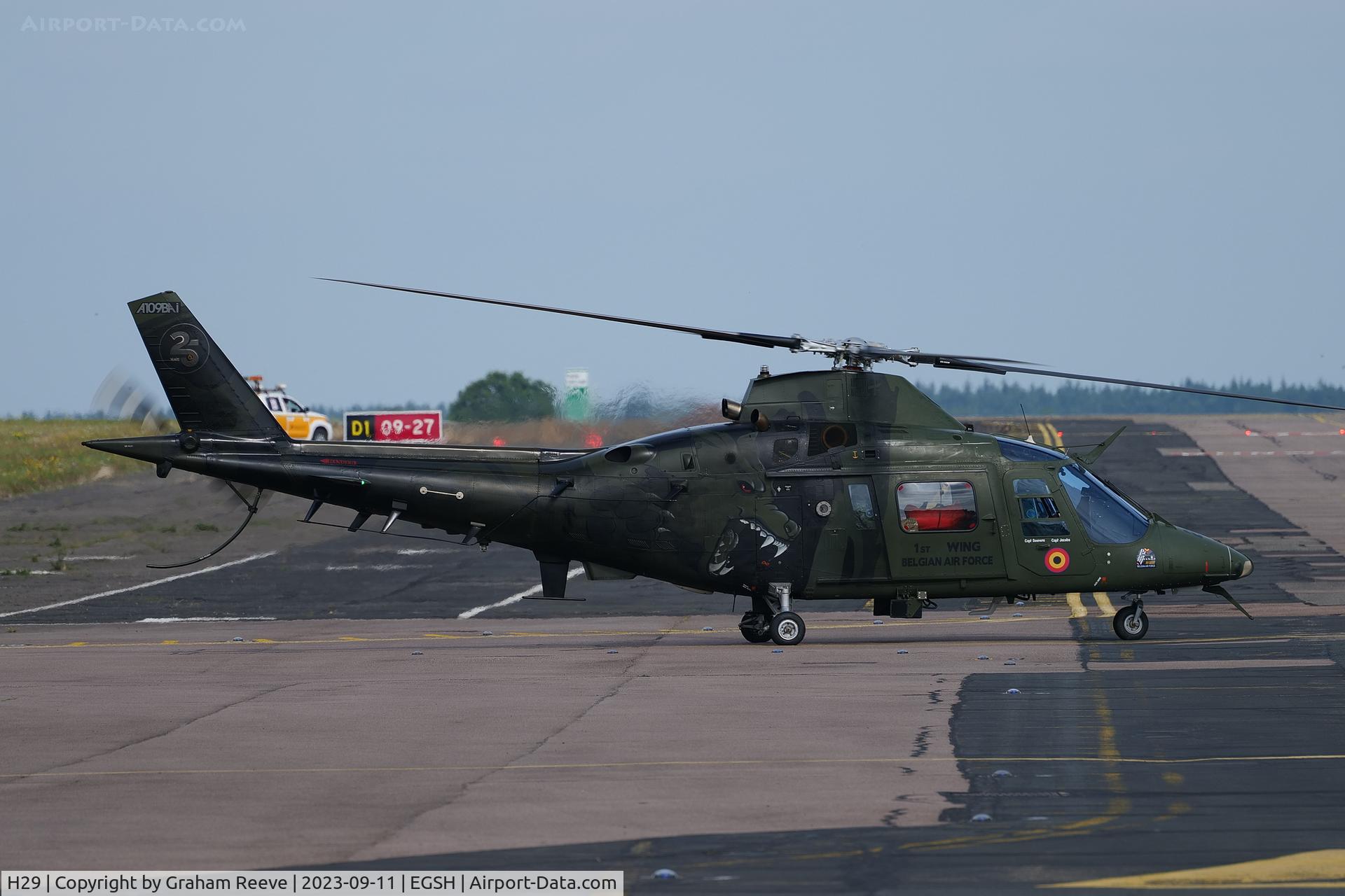 H29, Agusta A-109BA C/N 0329, Departing from Norwich.