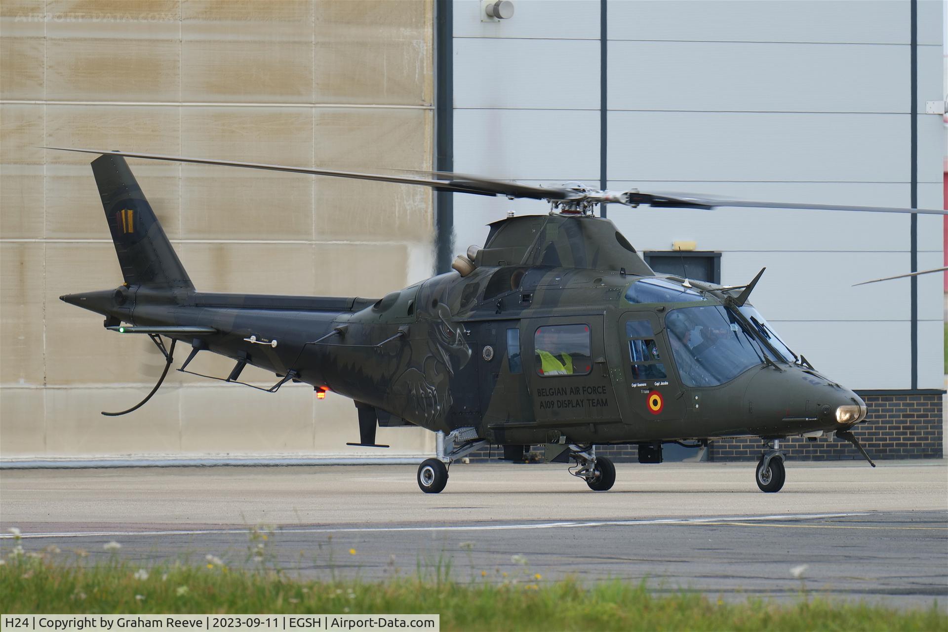 H24, Agusta A-109BA C/N 0324, Departing from Norwich.