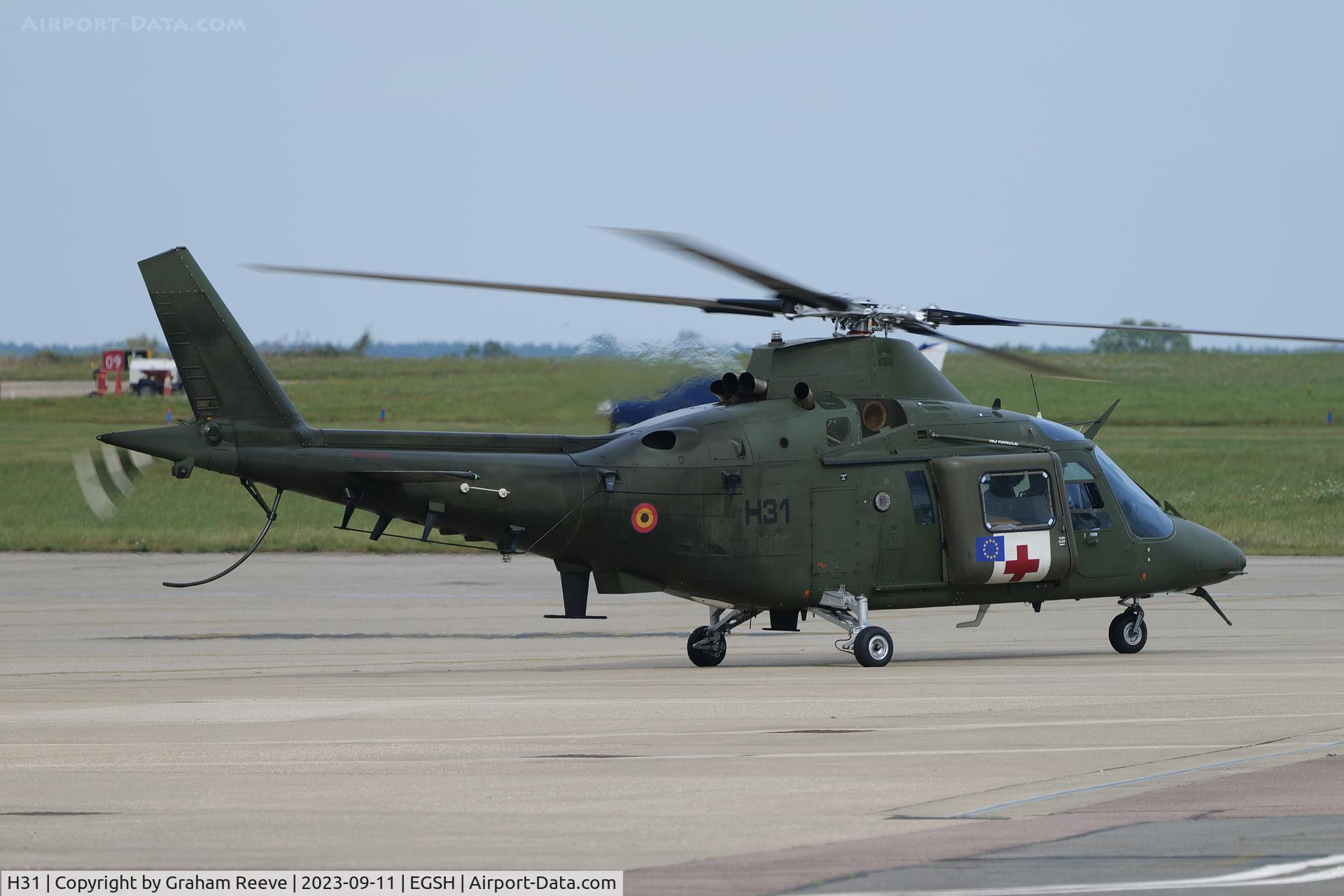 H31, Agusta A-109BA C/N 0331, Departing from Norwich.