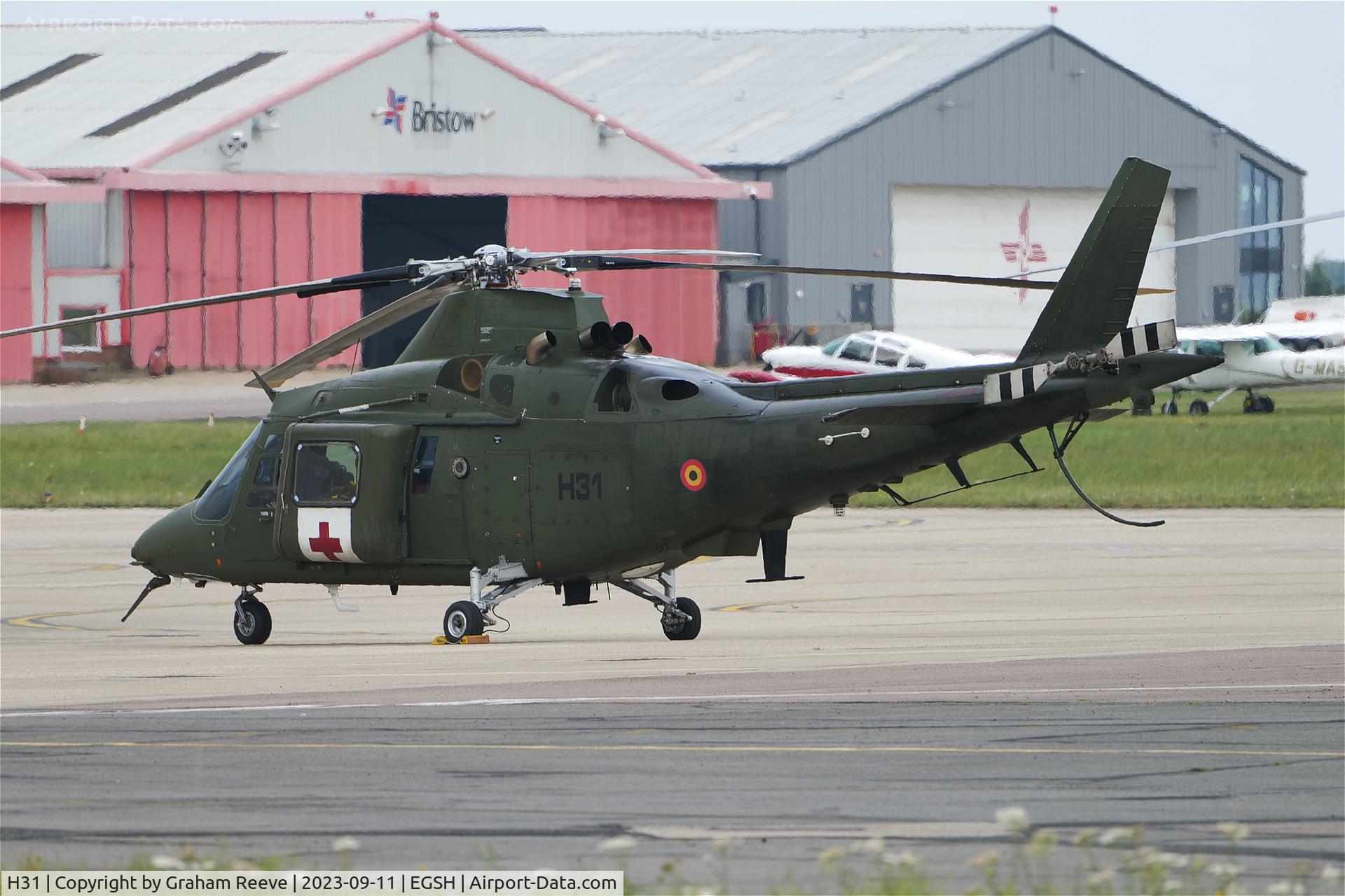 H31, Agusta A-109BA C/N 0331, Departing from Norwich.
