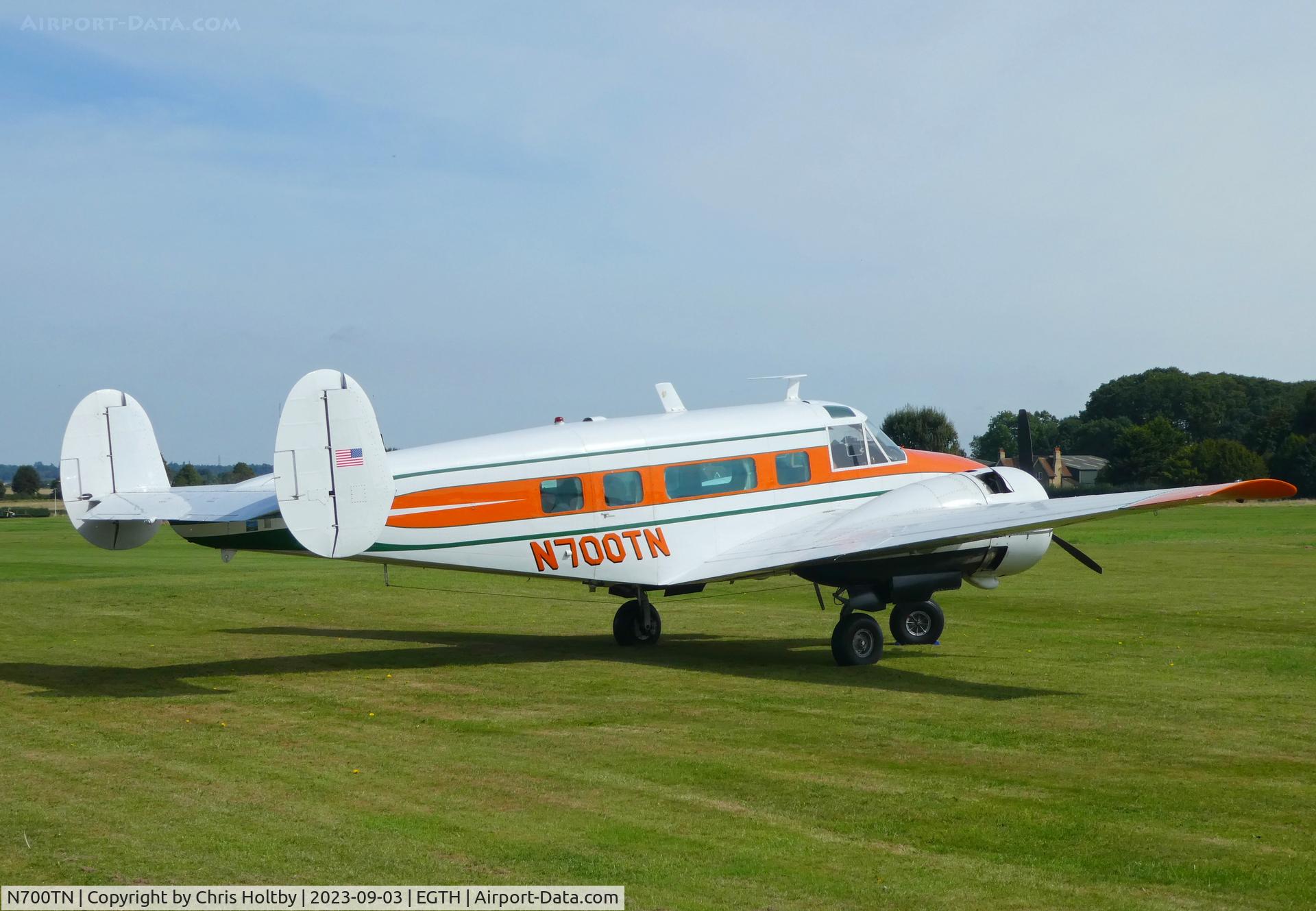 N700TN, 1964 Beech H-18 Tri-Gear C/N BA-718, Beech Tri-Gear visiting the Vintage Airshow at Old Warden 2023