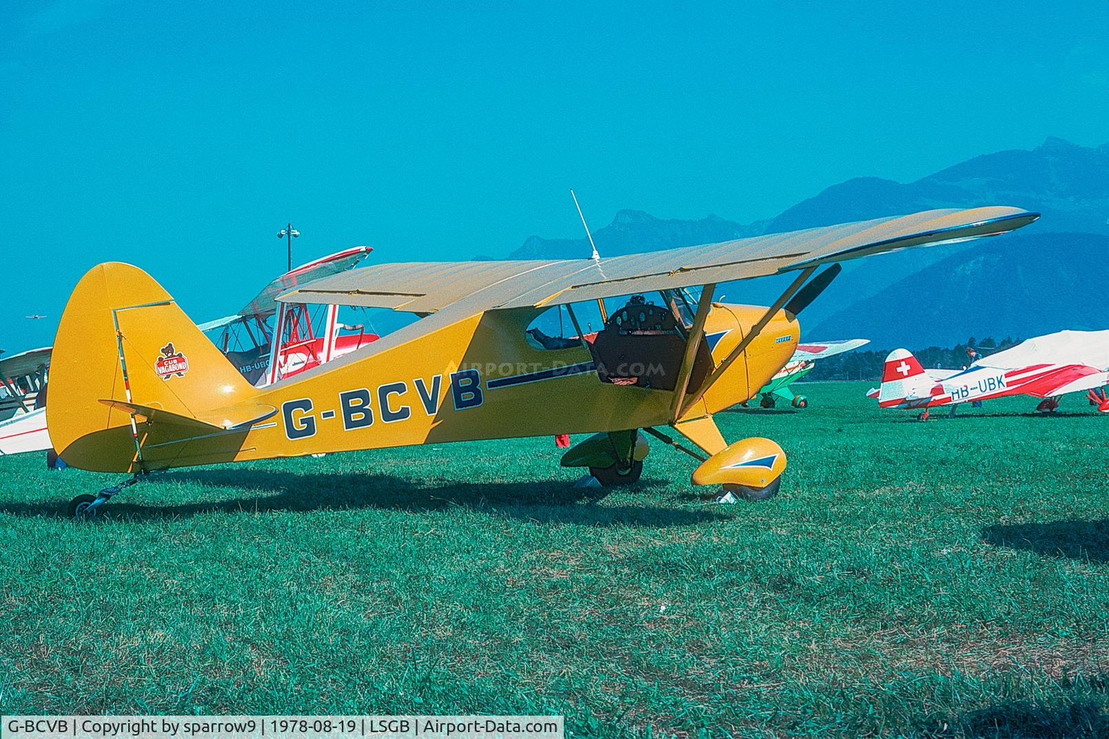 G-BCVB, 1949 Piper PA-17 Vagabond C/N 17-190, Meeting at Bex airfield. Scanned from a slide.