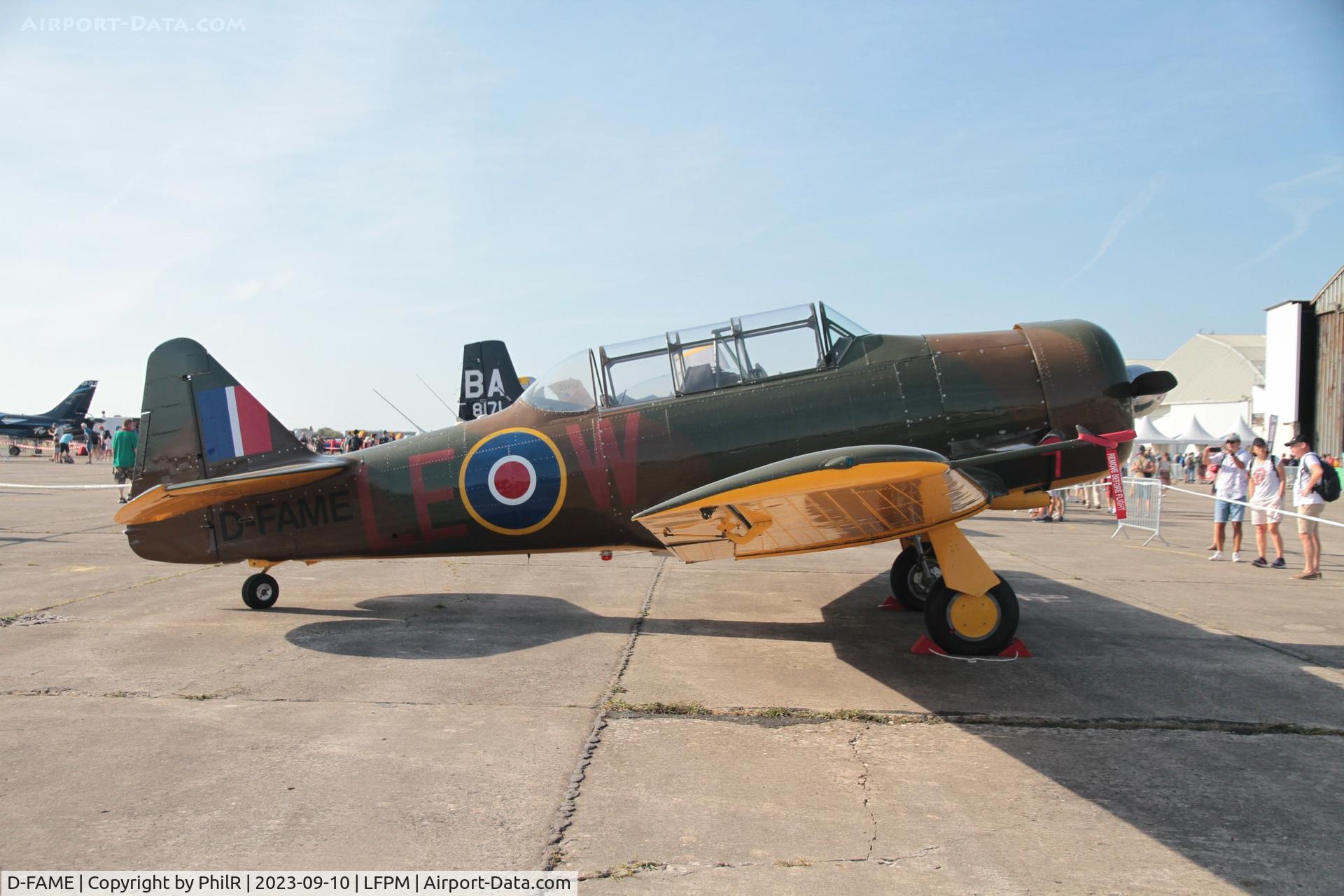D-FAME, 1952 Canadian Car & Foundry T-6 Harvard Mk.4 C/N CCF4-77, D-FAME (G-BKCK)1952 Canadian Car & Foundry T-6 Harvard Mk.4 Air Legend Melun-Villaroche