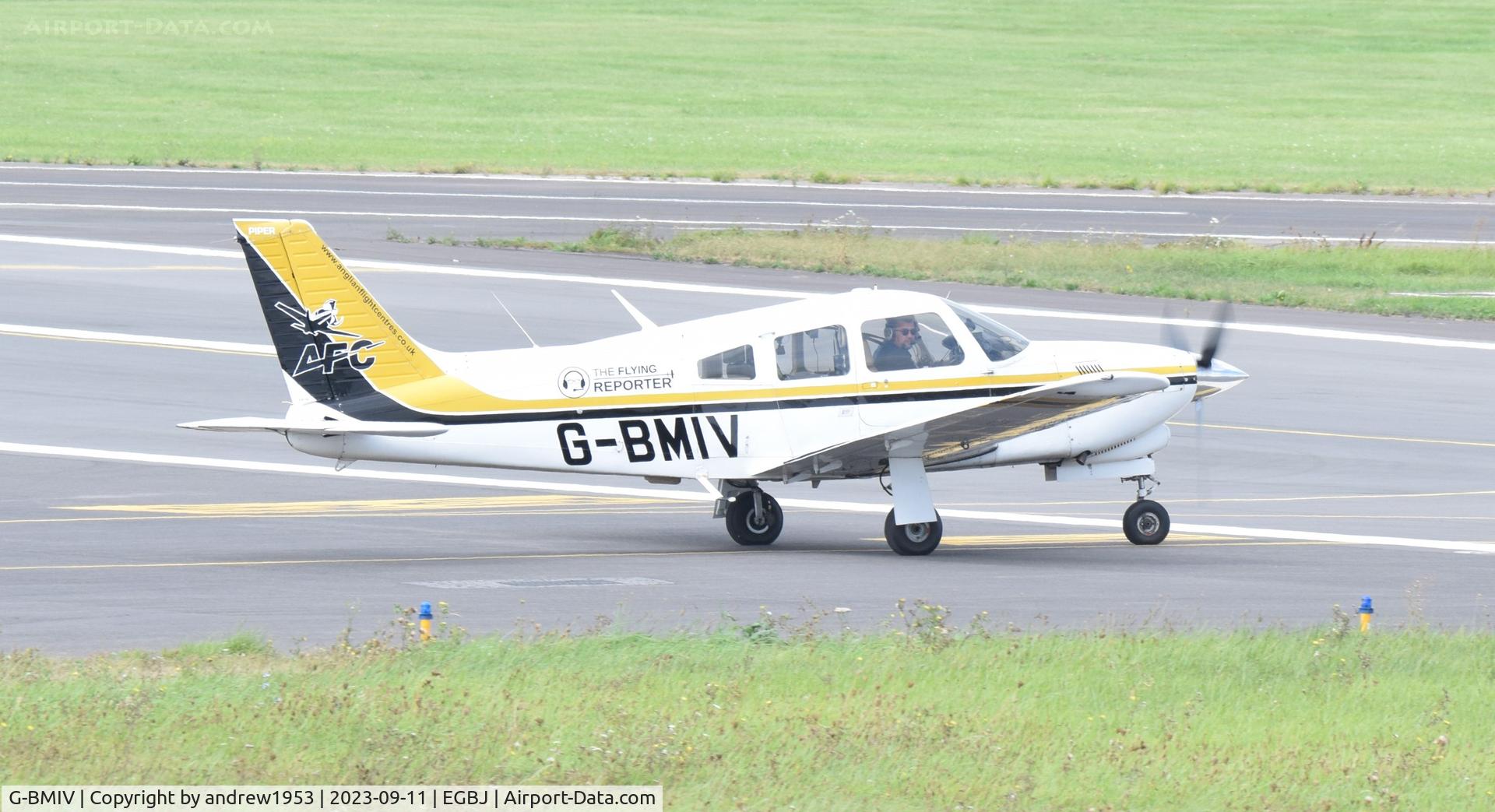 G-BMIV, 1977 Piper PA-28R-201T Cherokee Arrow III C/N 28R-7703154, G-BMIV at Gloucestershire Airport.
