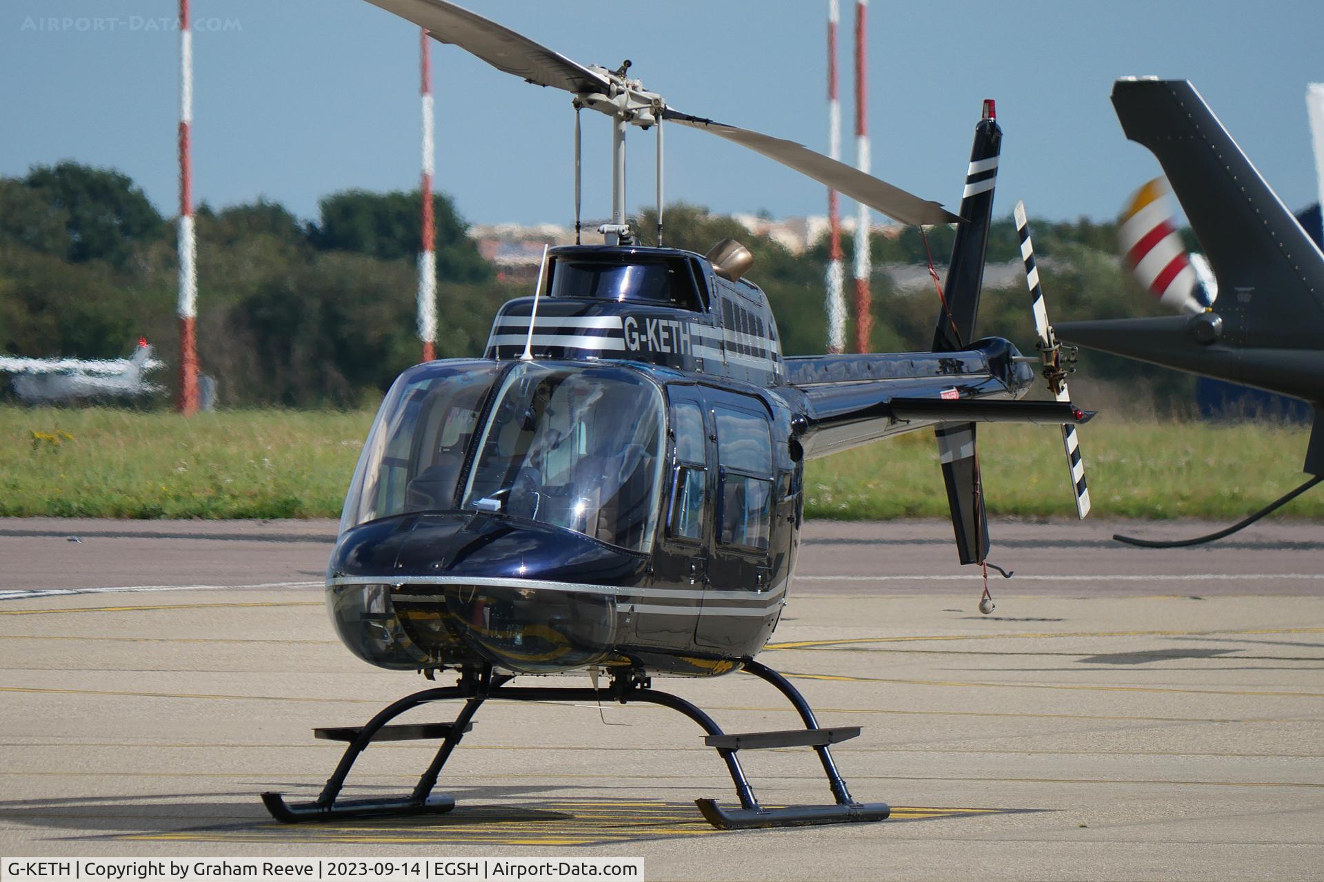 G-KETH, 1974 Agusta AB-206B JetRanger II C/N 8418, Parked at Norwich.