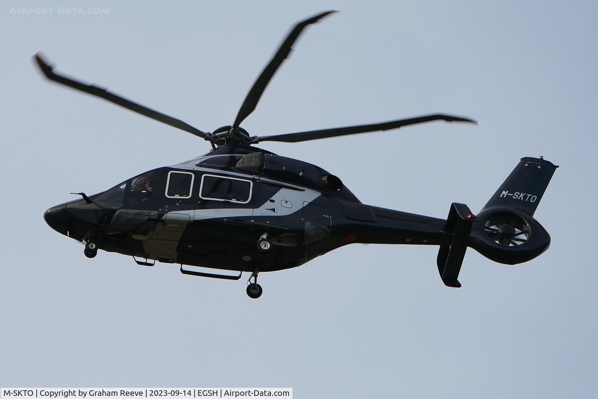 M-SKTO, 2018 Airbus Helicopters H160B C/N 1023, On approach to Norwich.