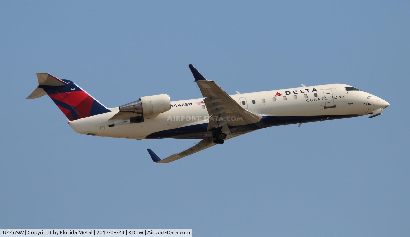 N446SW, 2002 Bombardier CRJ-200LR (CL-600-2B19) C/N 7666, SKW/DAL CRJ2 zx DTW-PLN