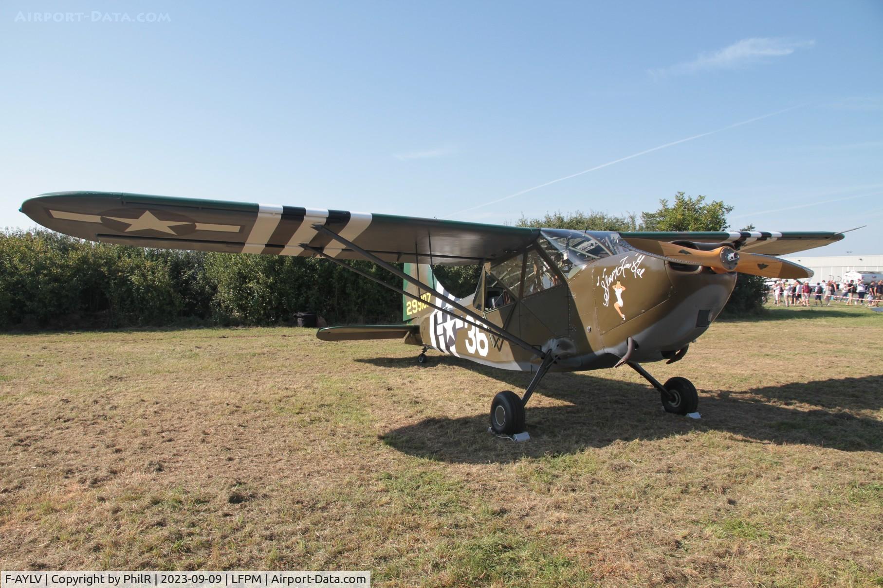 F-AYLV, 1943 Stinson L-5 Sentinel C/N 76-1348, F-AYLV 42-99107 1943 Stinson L-5 Sentinel Air Legend Melun-Villaroche