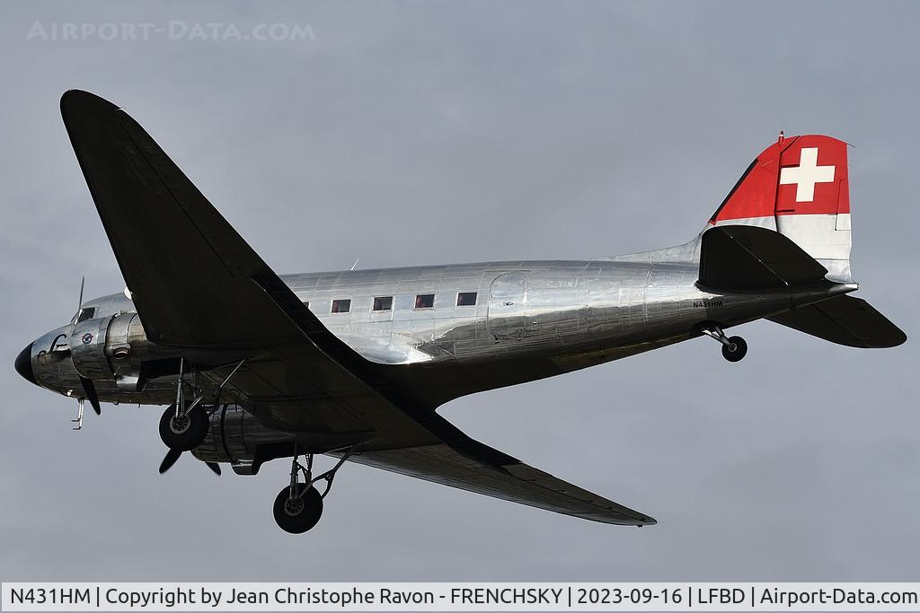 N431HM, 1943 Douglas DC-3C-S1C3G (C-47A) C/N 9995, from Bergerac
