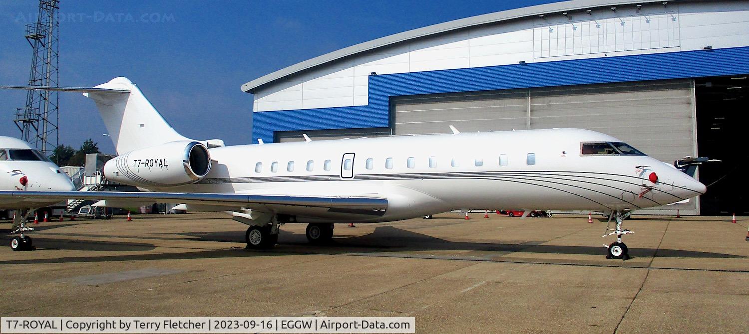 T7-ROYAL, 2009 Bombardier BD-700-1A11 Global 5000 C/N 9370, At Luton Airport