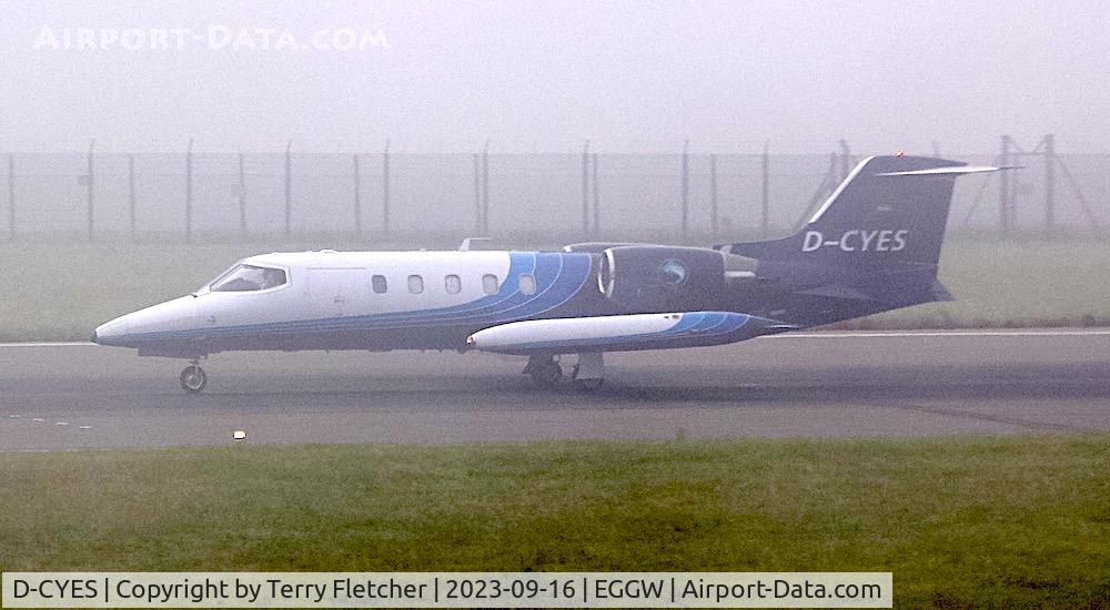 D-CYES, 1983 Learjet 35A C/N 35-501, At a very foggy Luton Airport