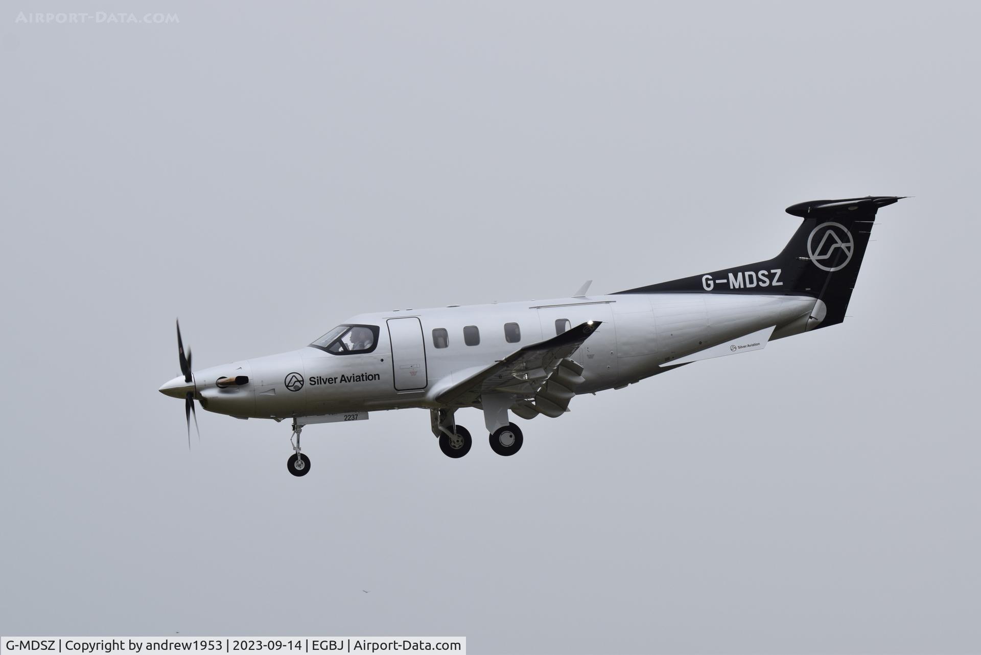 G-MDSZ, 2023 Pilatus PC-12/47E C/N 2237, G-MDSZ at Gloucestershire Airport.