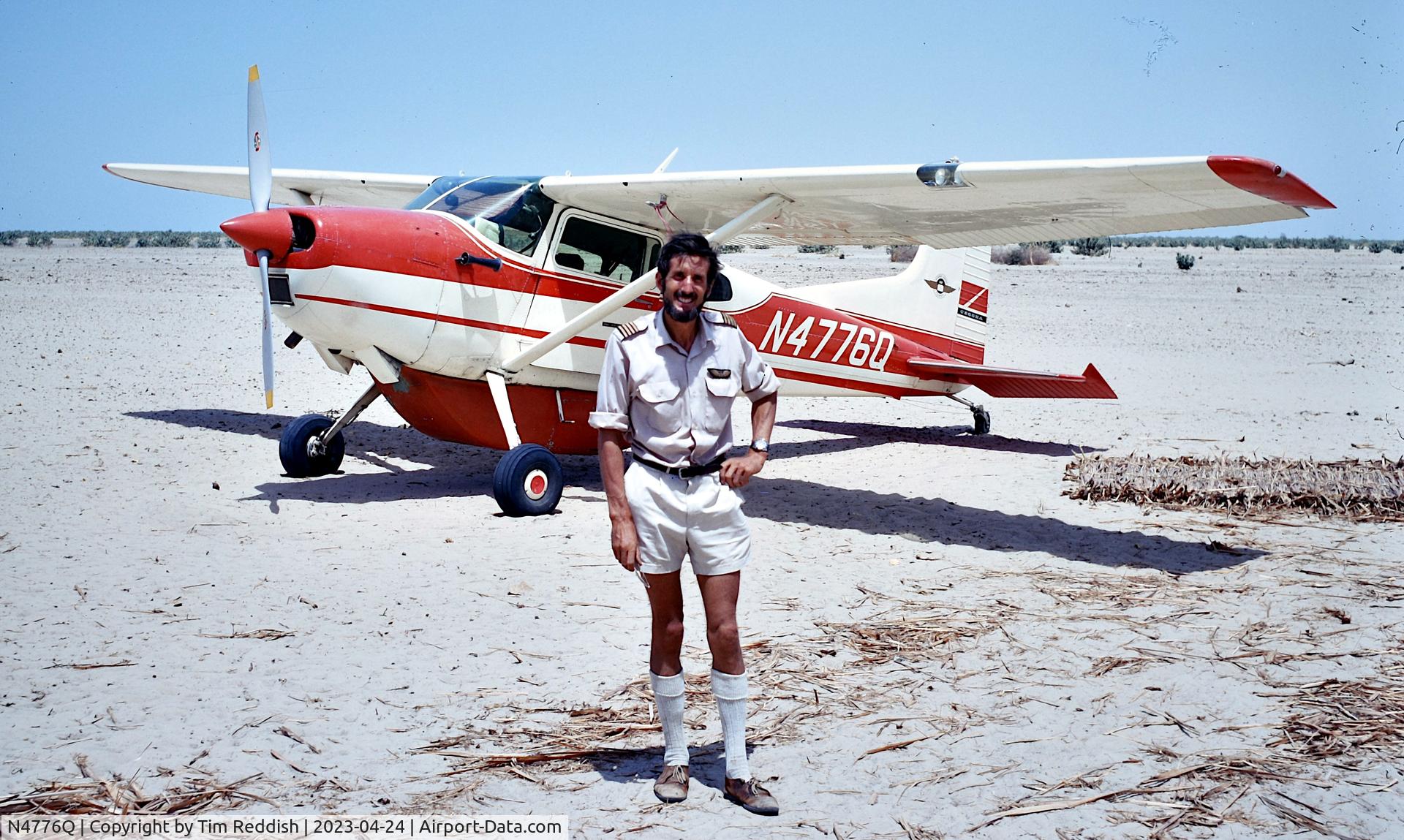 N4776Q, 1983 PZL-Mielec M-18 C/N 1Z012-32, MAF plane and pilot, photo taken ca. 1970/1 in Niger at a town by Lake Chad. This was its first landing on this new air strip.